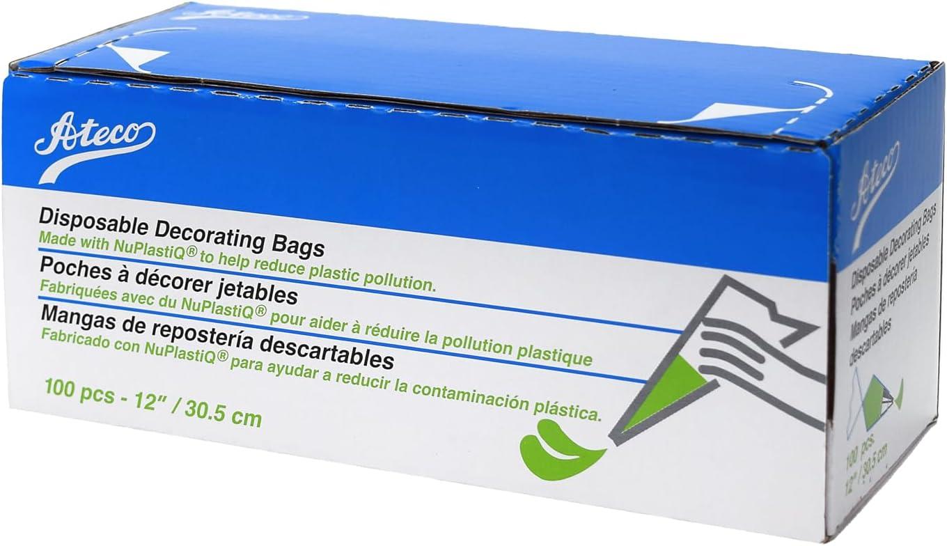 Ateco 4412 Plastic Disposable Piping and Cake Decorating Bags with NuPlastiQ, Pack of 100, Clear(White) - view 6