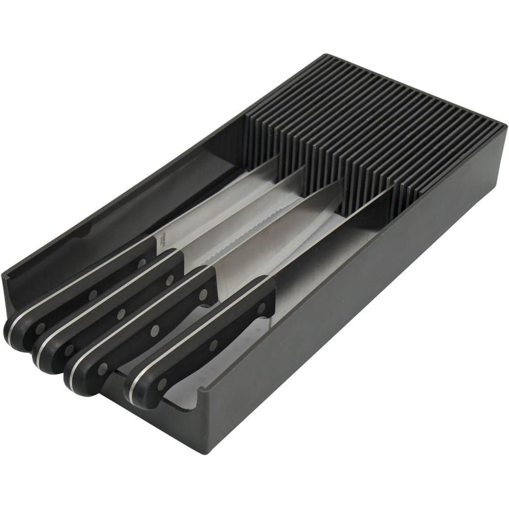 KNIFEdock Plastic Knife Drawer Organizer – BPA-Free In-Drawer Knife Block Insert for Kitchen Knives – Space-Saving Knife Storage with Easy Access and Organization(Plastic)
