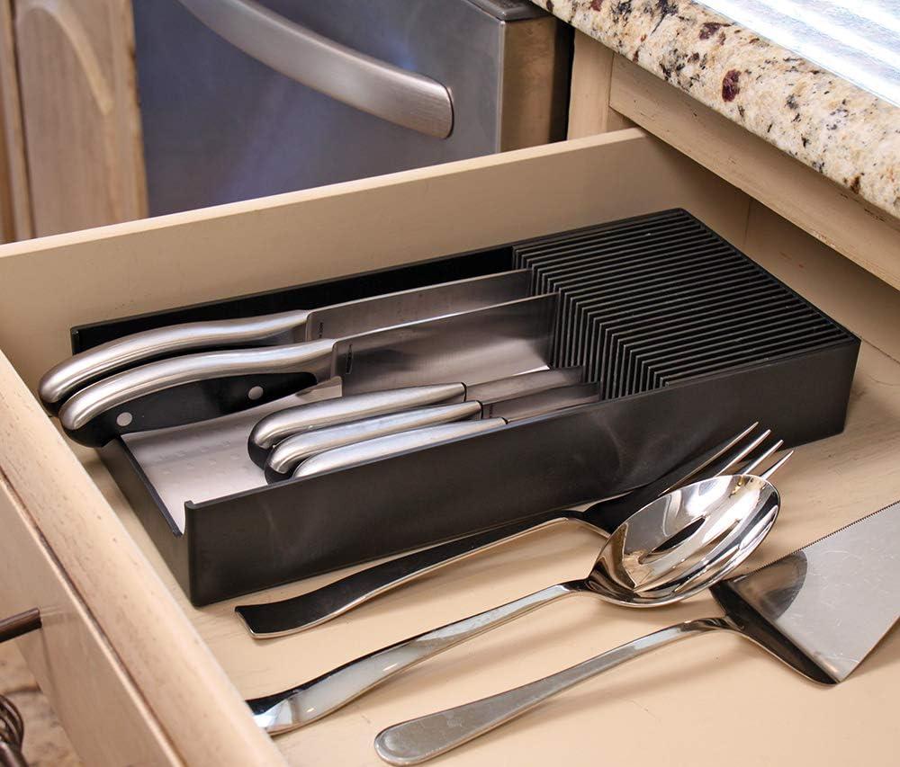 KNIFEdock Plastic Knife Drawer Organizer – BPA-Free In-Drawer Knife Block Insert for Kitchen Knives – Space-Saving Knife Storage with Easy Access and Organization(Plastic) - view 3