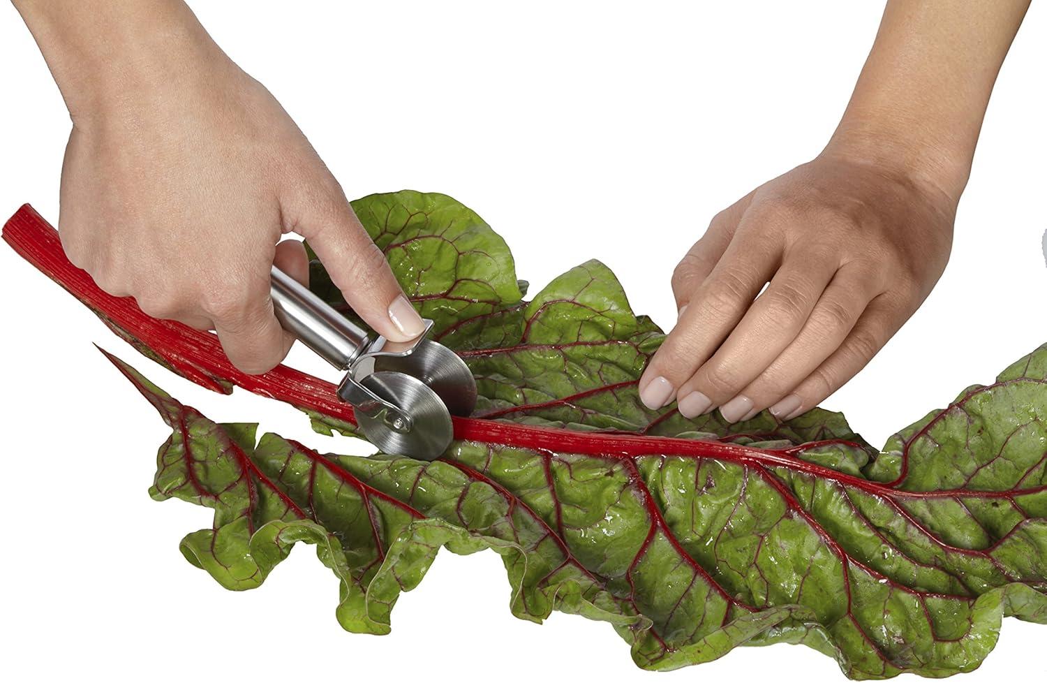 Kuhn Rikon Julienne Peeler with Blade Protector, Stainless Steel Handle(Leafy Greens Zipper) - view 2