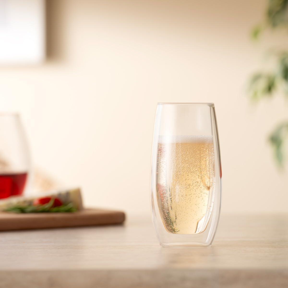 Bodum Skal Chardonnay Glass, Double Wall, High-Heat Borosilicate Glass, Set of 2(Clear) - view 3