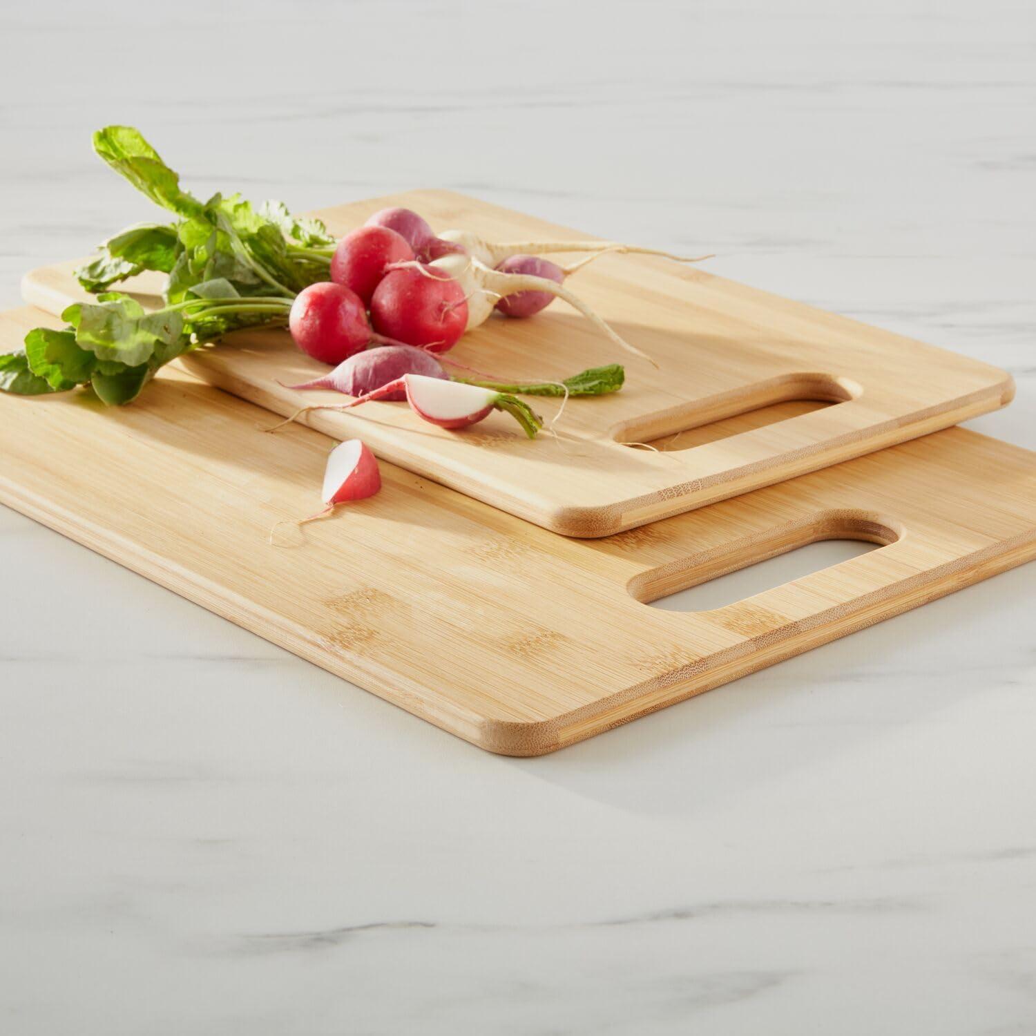 Sur La Table Bamboo Cutting Board Set – 2-Piece Chopping Boards with Handles, Water-Resistant & Warp-Resistant, Includes Large 15″ x 11″ and Small 13″ x 8.5″ Boards - view 3
