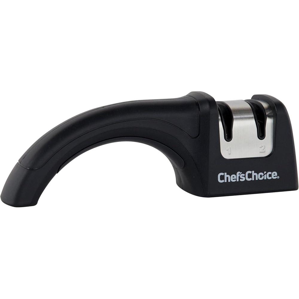 Chef’s Choice 4640100Chef’sChoice 464 Pronto Diamond Hone Manual Knife Sharpener For Serrated and Straight Knives Diamond Abrasives Easy and Secure Grip Compact Design Made in USA, 2-Stage, Black