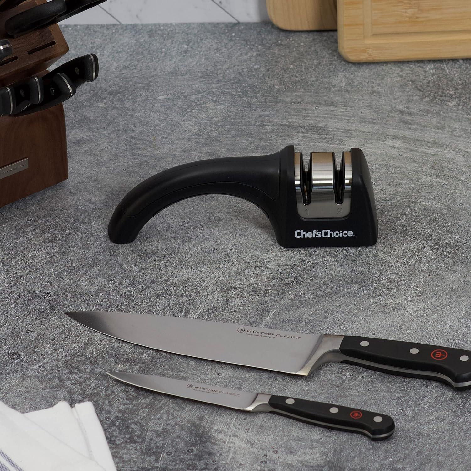 Chef’s Choice 4640100Chef’sChoice 464 Pronto Diamond Hone Manual Knife Sharpener For Serrated and Straight Knives Diamond Abrasives Easy and Secure Grip Compact Design Made in USA, 2-Stage, Black - view 7