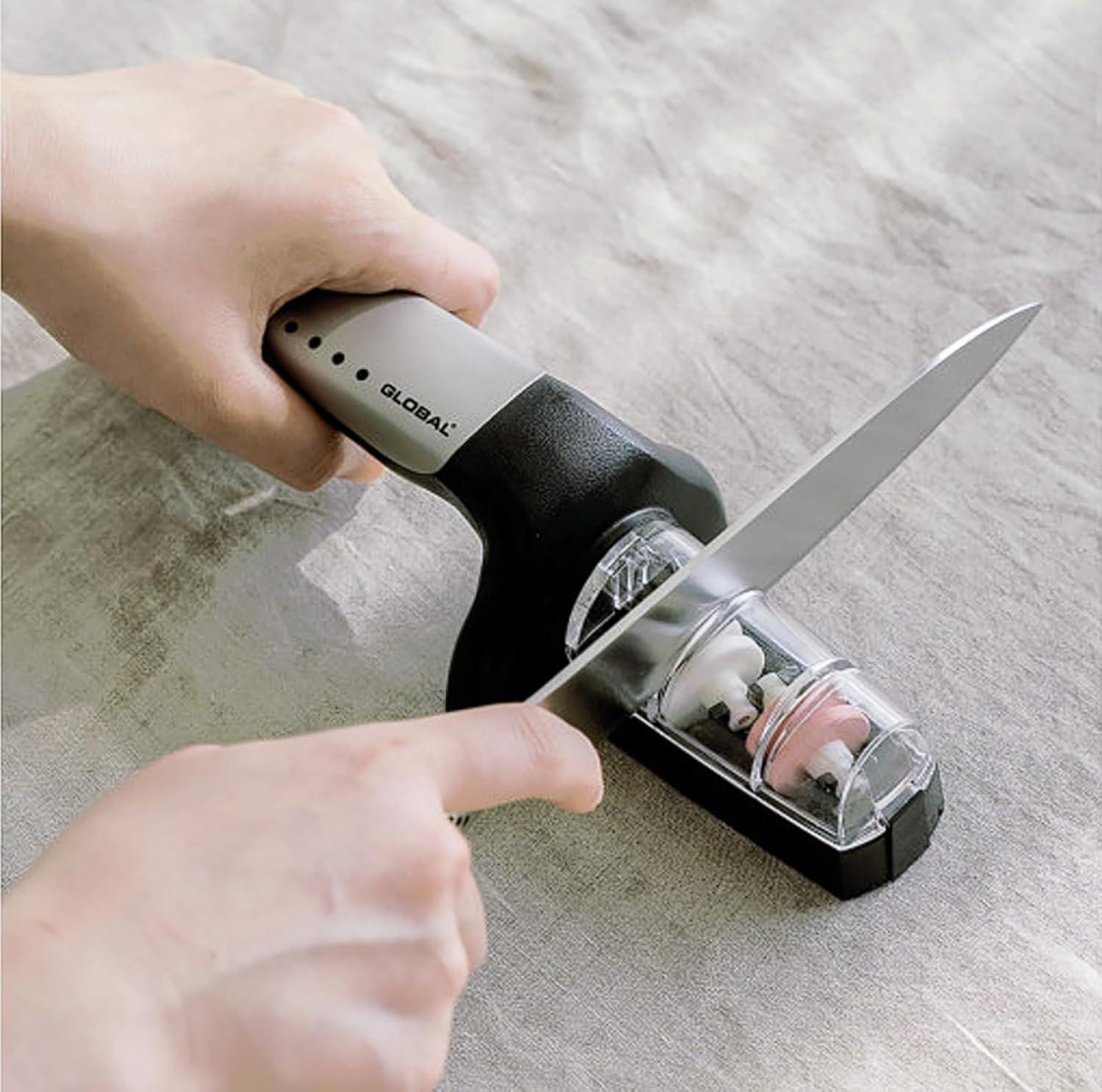 Global 2-Stage Handheld Knife Sharpener, Stainless Steel - view 2