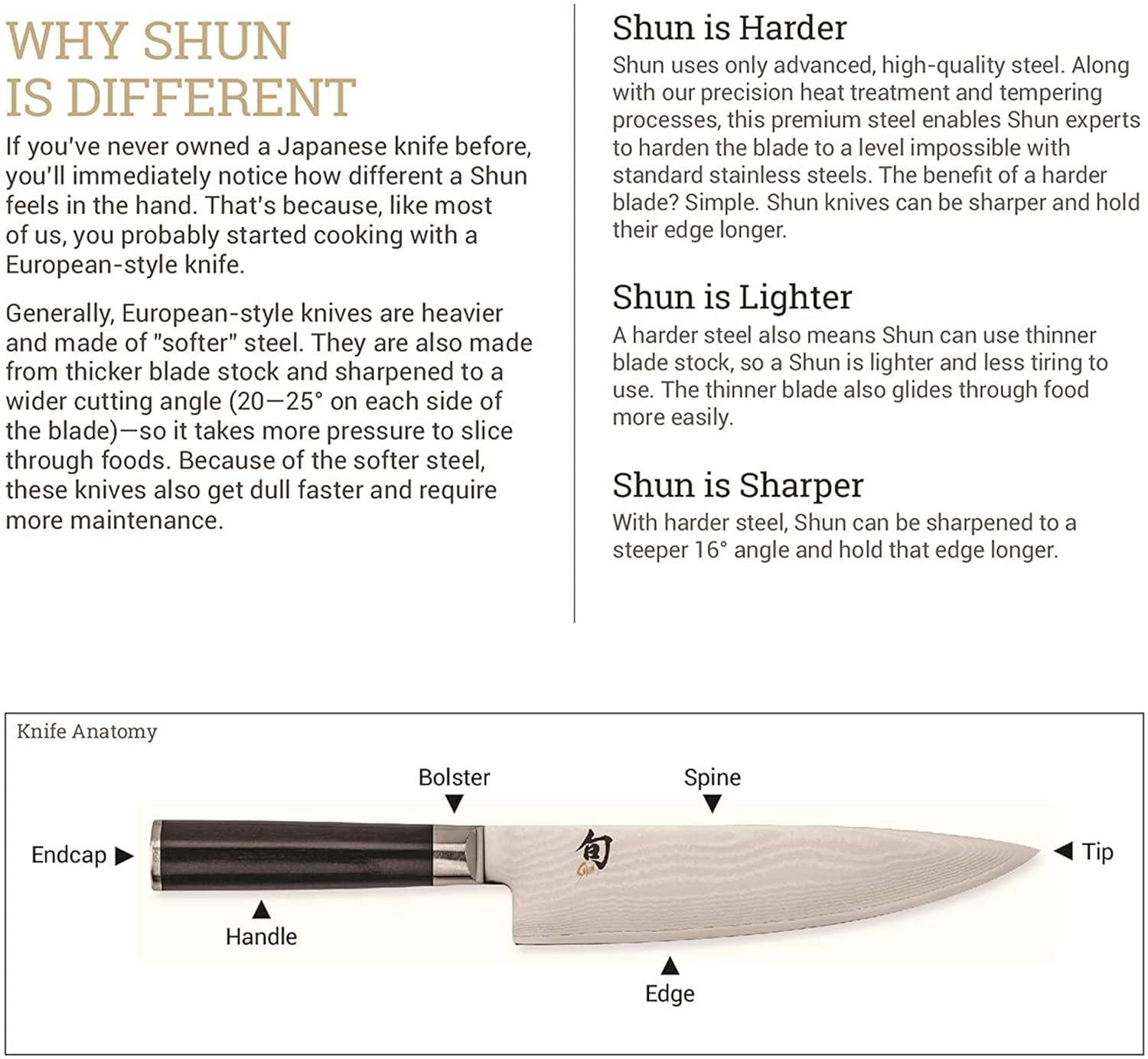 Shun Premier Blonde 5 Piece Starter Block Set, Includes 8″ Chef, 4″ Paring, 6.5″ Utility Knives, Honing Steel & Bamboo Knife Block, Handcrafted Japanese Knife Set, Pakkawood Handles(Brown) - view 4