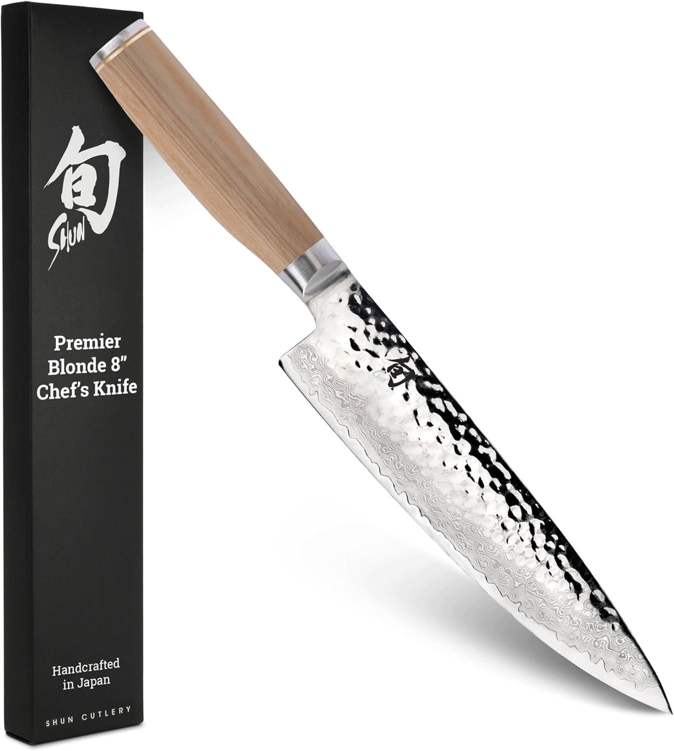 Shun Premier Blonde 8″ Chef’s Knife, Handcrafted Japanese Kitchen Knife for Professional and Home Chefs, VG-MAX Core with Damascus Stainless Steel Cladding, Pakkawood Handle(Blonde) - view 8