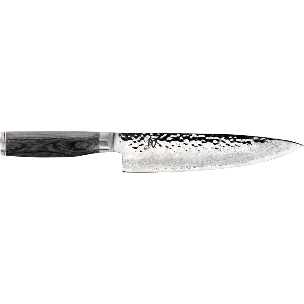 Shun Premier Blonde 8″ Chef’s Knife, Handcrafted Japanese Kitchen Knife for Professional and Home Chefs, VG-MAX Core with Damascus Stainless Steel Cladding, Pakkawood Handle(Gray)