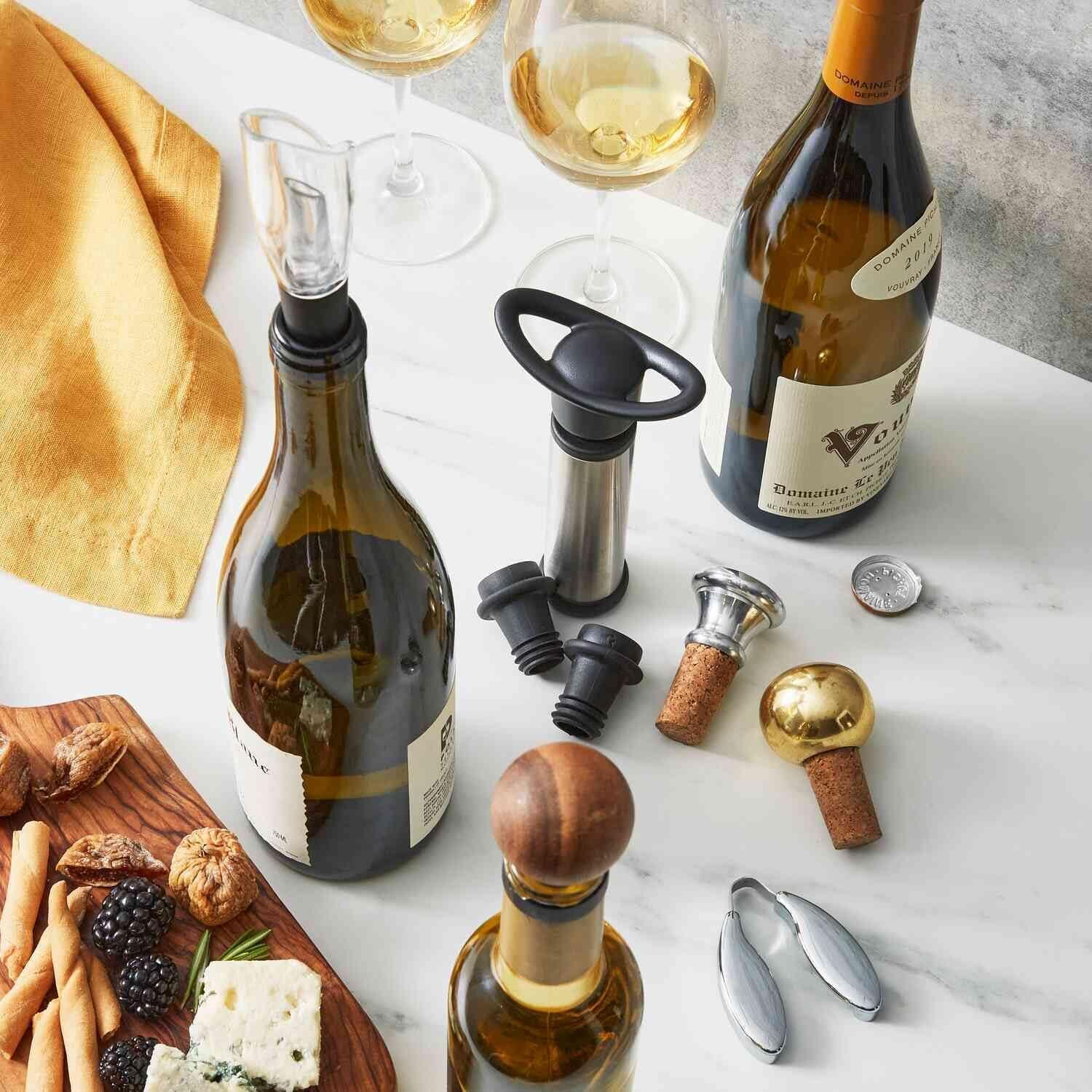 Sur La Table 3-Piece Wine Pump Set, Stainless Steel - view 2