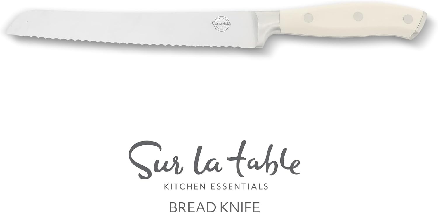 Sur La Table Kitchen Essential Tasting Kitchen German Steel Bread Knife, 8-Inch Stainless Steel Blade – Professional Kitchen Knife with White Handle and Forged Full Tang - view 2