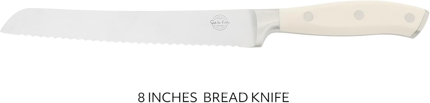 Sur La Table Kitchen Essential Tasting Kitchen German Steel Bread Knife, 8-Inch Stainless Steel Blade – Professional Kitchen Knife with White Handle and Forged Full Tang - view 3