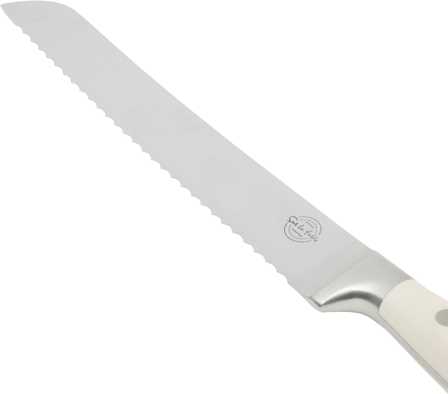 Sur La Table Kitchen Essential Tasting Kitchen German Steel Bread Knife, 8-Inch Stainless Steel Blade – Professional Kitchen Knife with White Handle and Forged Full Tang - view 7