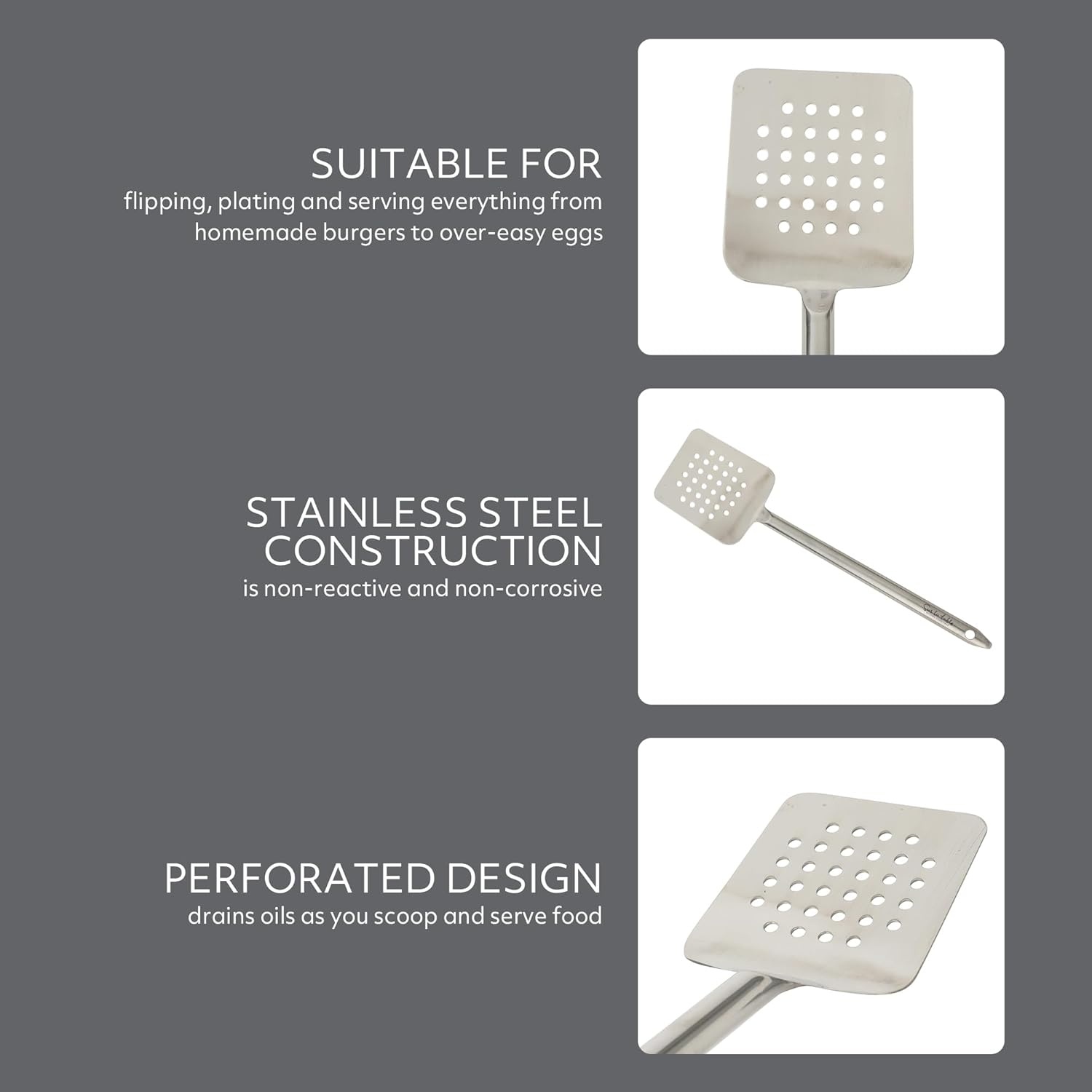 Sur La Table Kitchen Essential Steelhaus Stainless Steel Kitchen Spoon(Slotted Turner) - view 3