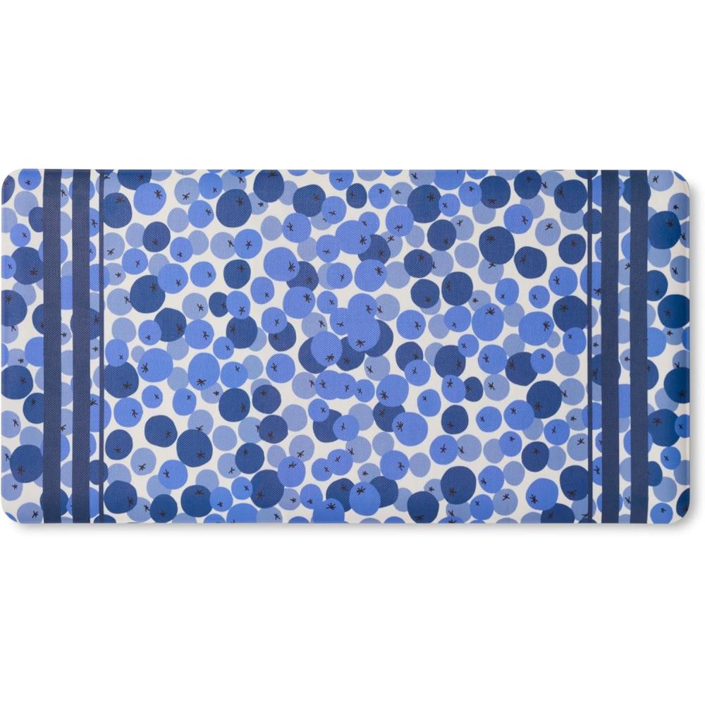 SUR LA TABLE KITCHEN ESSENTIALS Fresh Blueberries Fruit Anti Fatigue Comfort Mat, Kitchen Mat, Standing Desk Mat, Non-Slip Backing, Blue/White, 20″x39″(20″ x 39″)