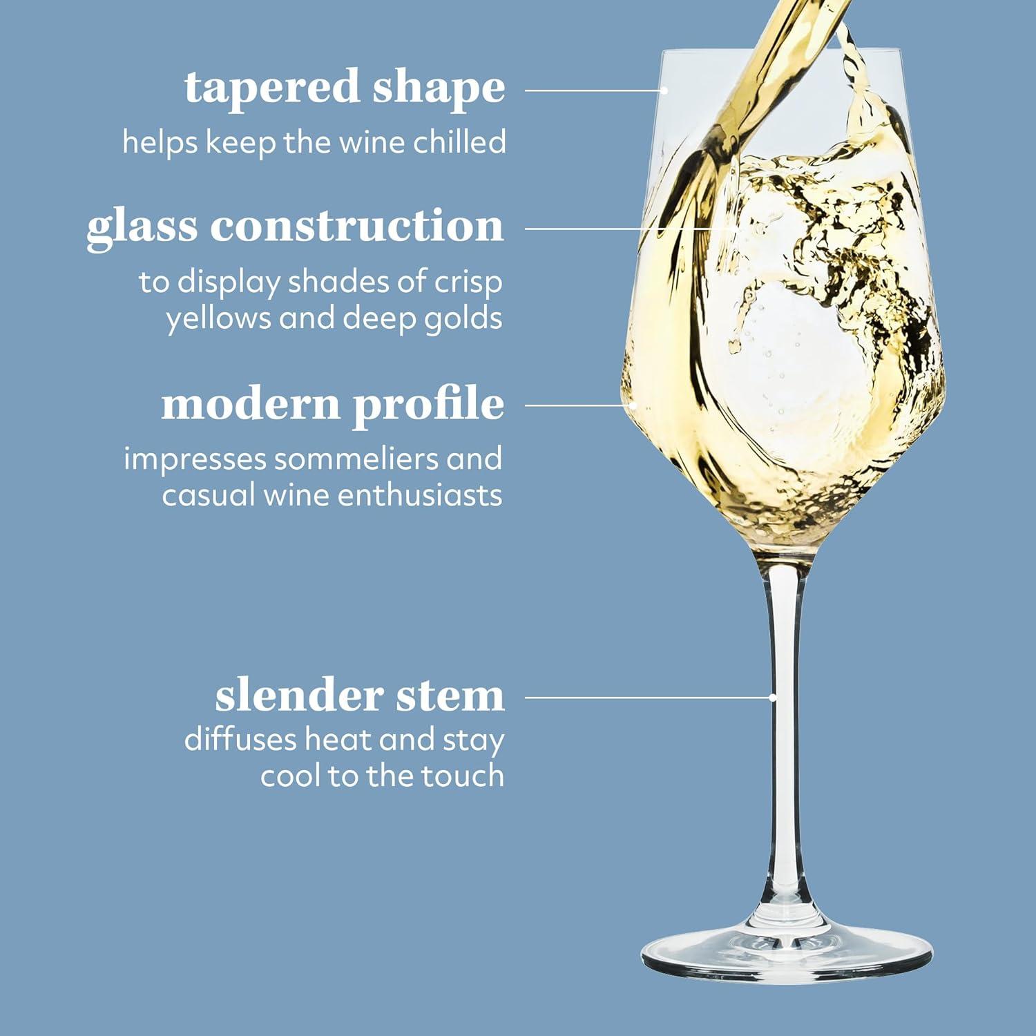 Sur La Table Kitchen Essentials Vino Breeze Crystal Clear 14 OZ 4 Pack All Purpose White Wine Glass With Modern Curve Silhouette(Glass) - view 4