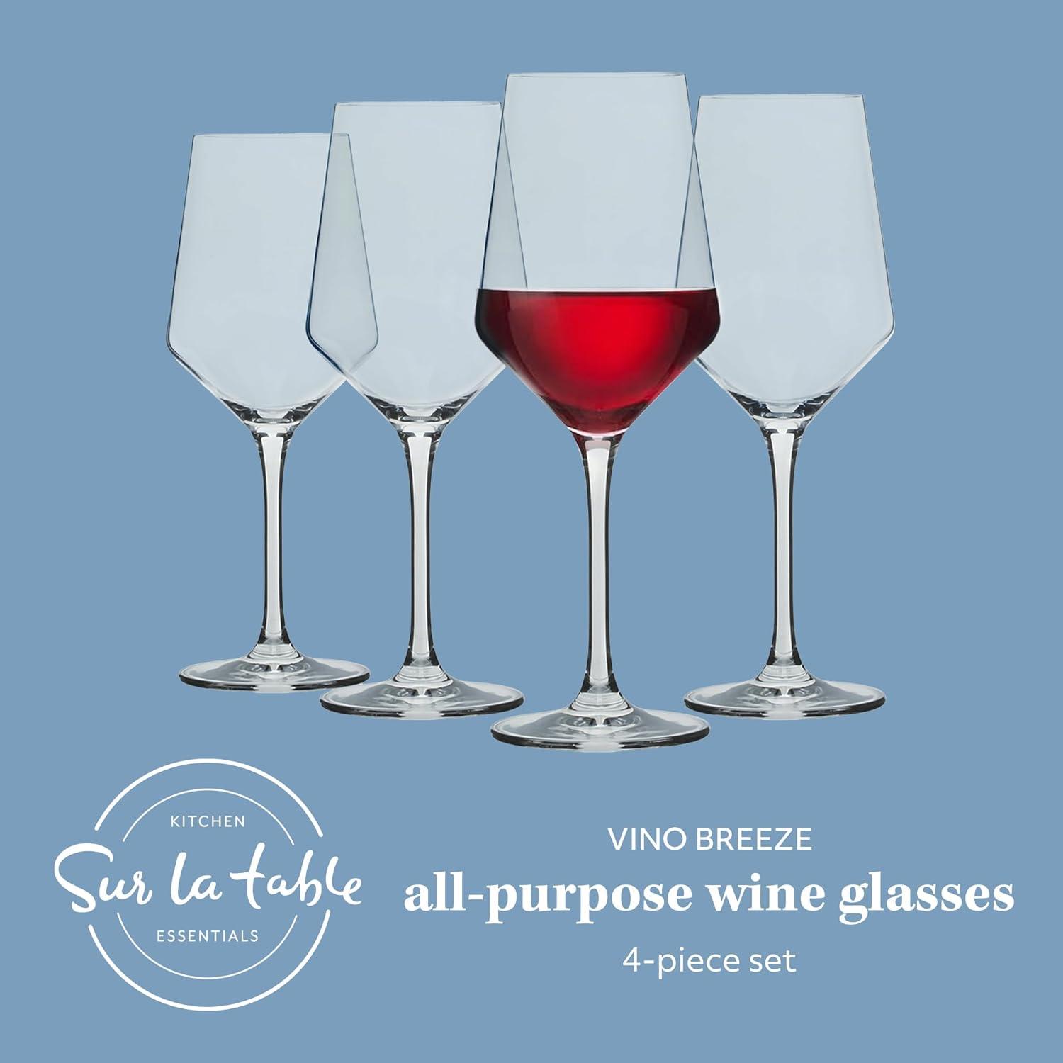 Sur La Table Kitchen Essentials Vino Breeze Crystal Clear 14 OZ 4 Pack All Purpose White Wine Glass With Modern Curve Silhouette(Glass) - view 7