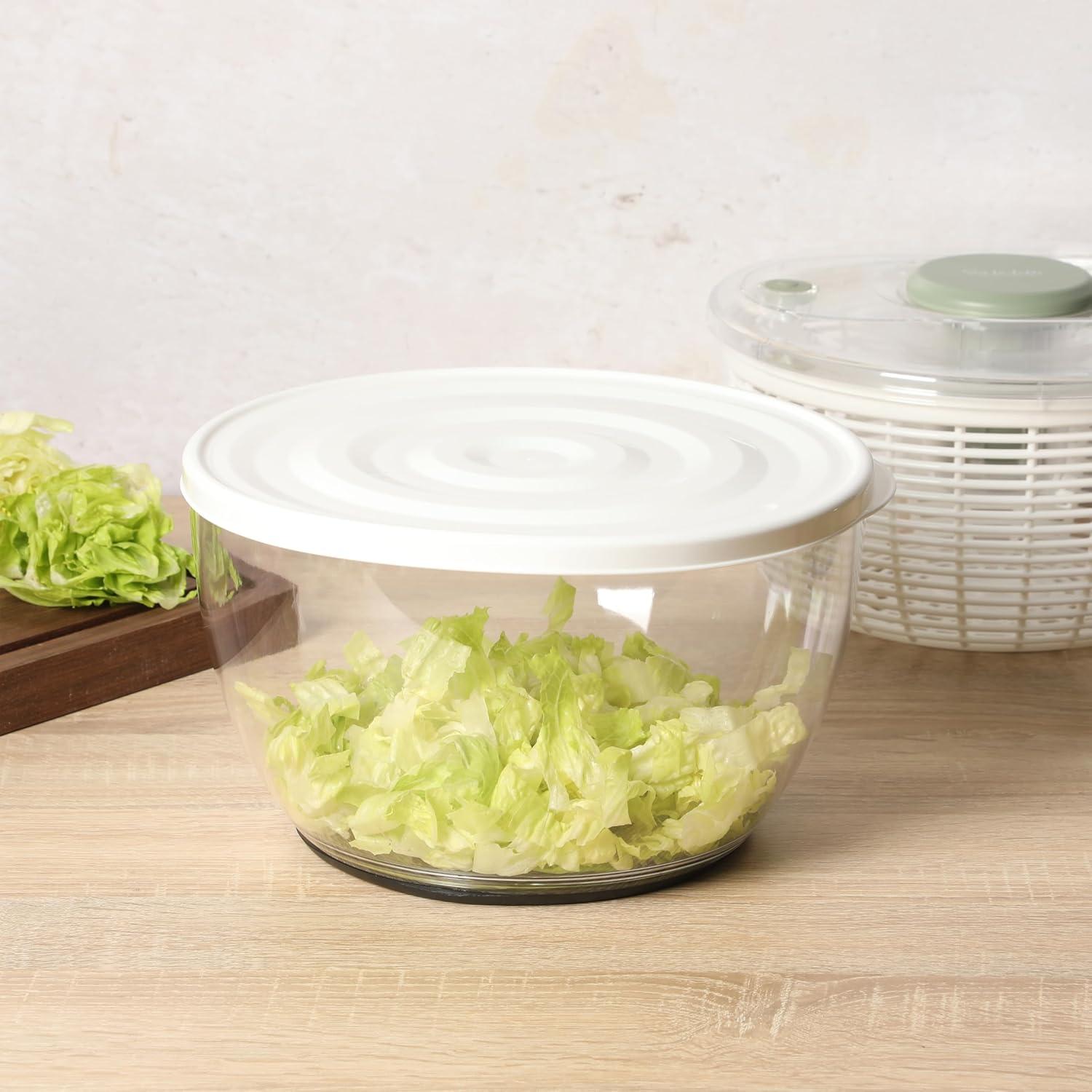 Sur La Table Kitchen Essential 6.3 Qt Salad Spinner, Fruit Wahser, Fruit Washing Bowl with Strainer, Vegertable Cleaner, Salad Cleaner, Lettuce Washer – Navy Blue(Juniper Green) - view 5