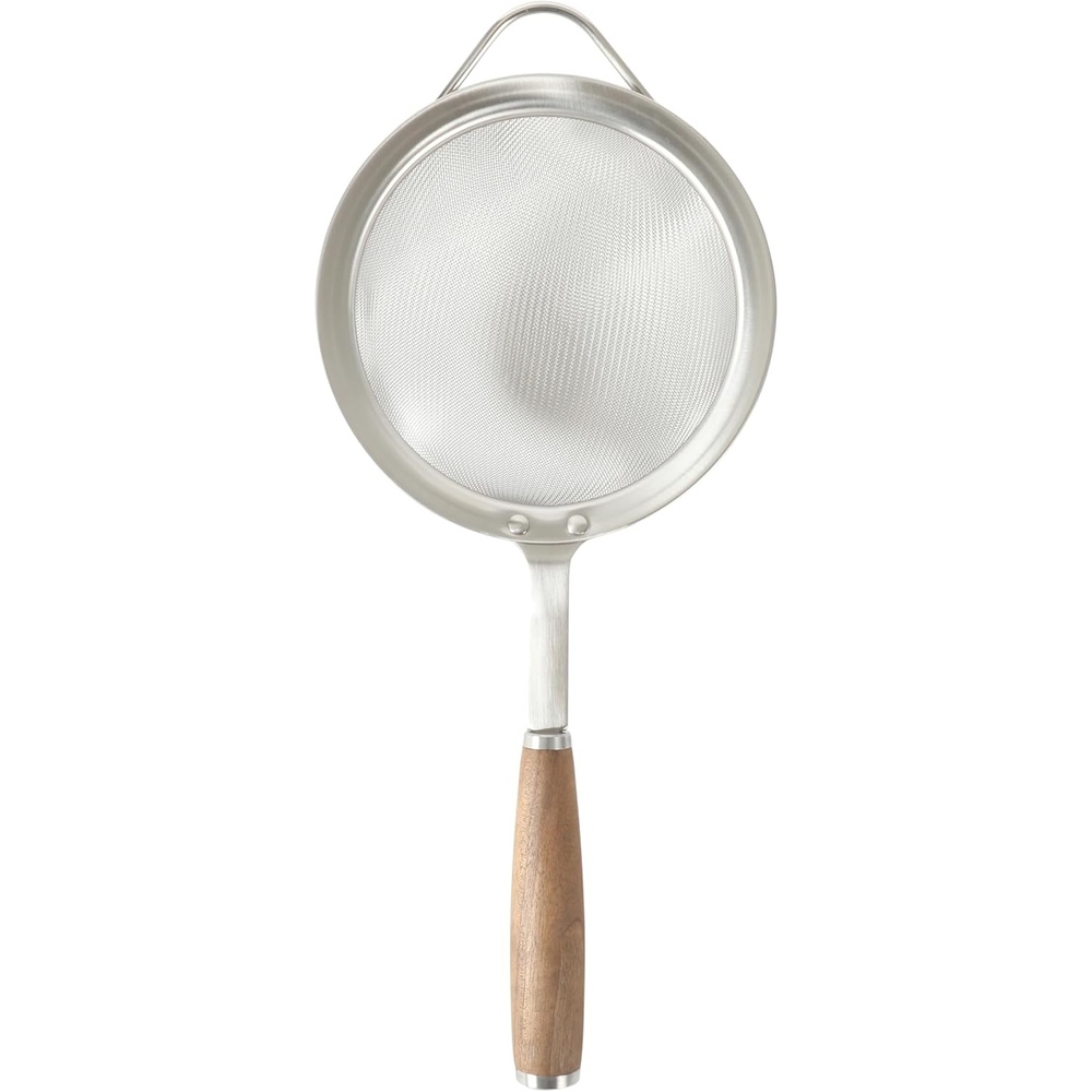 Sur La Table Kitchen Essential Stainless Steel W/Walnut Handle 5.5 Inch Mesh Strainer and Sifter