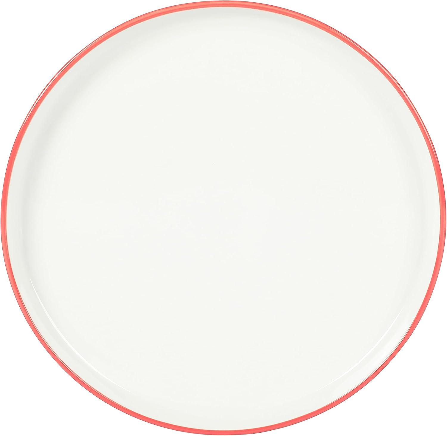 Sur La Table Kitchen Essentials 16 Piece Two-Tone Porcelain Chip and Scratch Resistant Dinnerware Plates and Bowls Set – Red/White(Red/White) - view 3