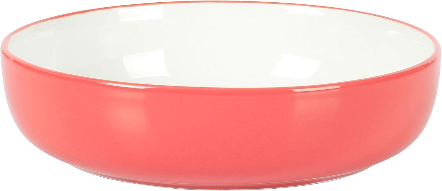 Sur La Table Kitchen Essentials 16 Piece Two-Tone Porcelain Chip and Scratch Resistant Dinnerware Plates and Bowls Set – Green/White(Red/White) - view 5
