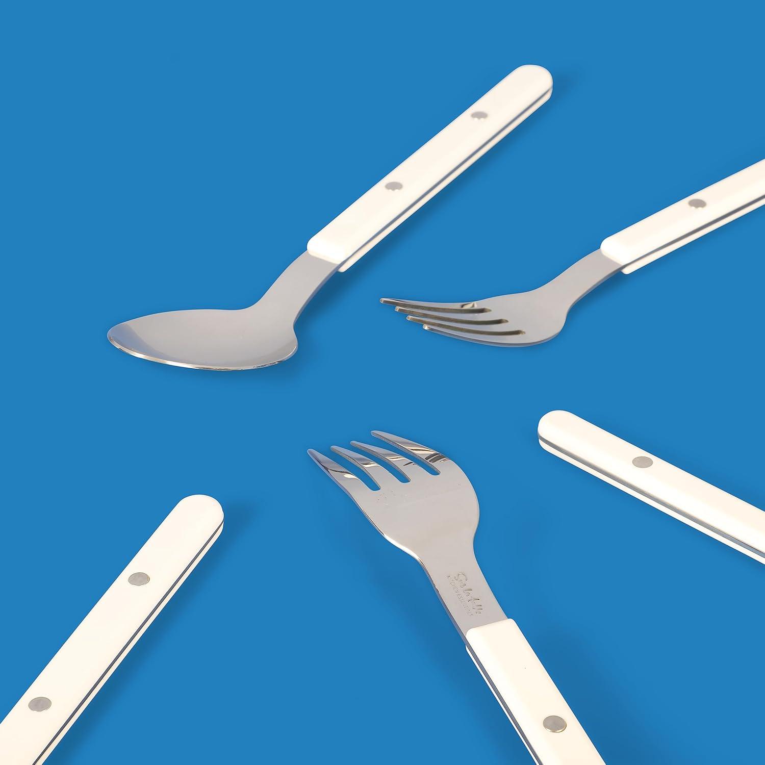 Sur La Table Kitchen Essentials 20 Piece Flatware Silverware Set – Stainless Steel Utensils – Forks, Spoons, Knives – Linen(Linen) - view 2