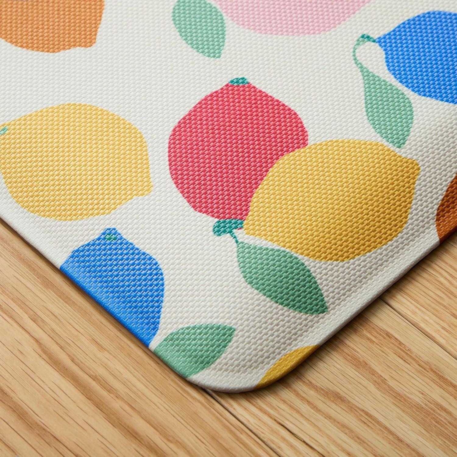 SUR LA Table Kitchen Essentials Zest Up Your Life Citrus Fruit Anti Fatigue Comfort Mat, Kitchen Mat, Standing Desk Mat, Non-Slip Backing, Yellow/Blue/Ivory, 20″x39″(Yellow/Blue/Ivory) - view 5