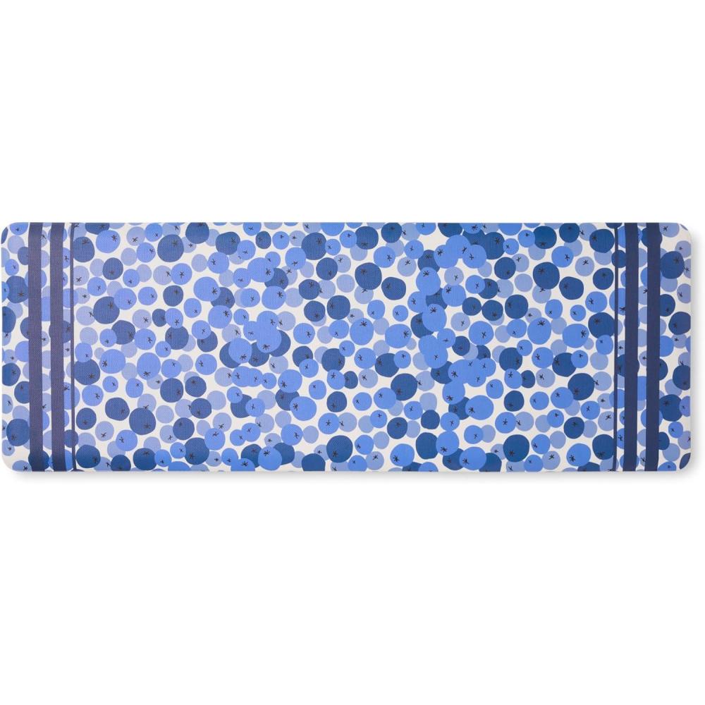 SUR LA Table Kitchen Essentials Zest Up Your Life Citrus Fruit Anti Fatigue Comfort Mat, Kitchen Mat, Standing Desk Mat, Non-Slip Backing, Yellow/Blue/Ivory, 20″x39″(Blue/White)