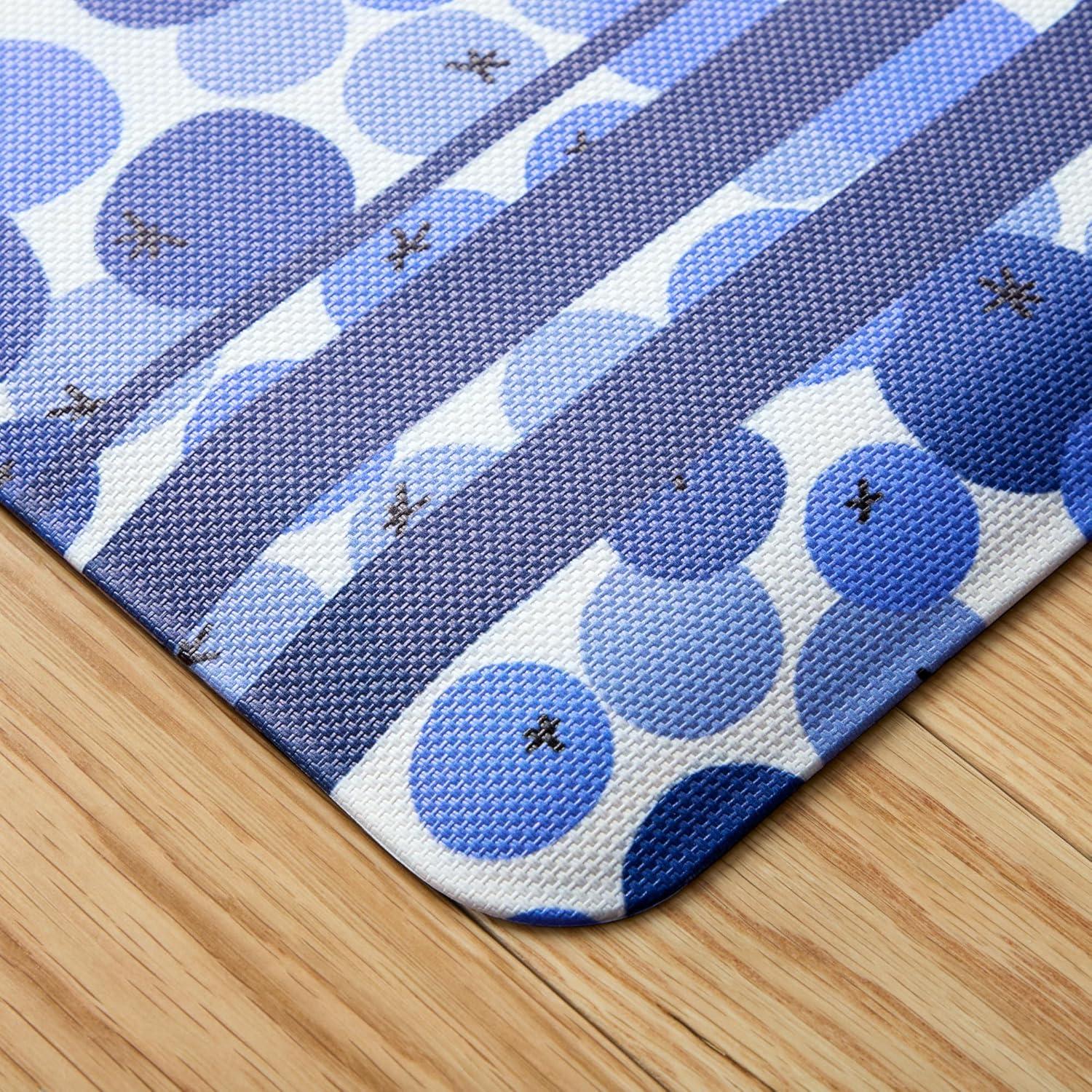 SUR LA Table Kitchen Essentials Zest Up Your Life Citrus Fruit Anti Fatigue Comfort Mat, Kitchen Mat, Standing Desk Mat, Non-Slip Backing, Yellow/Blue/Ivory, 20″x39″(Blue/White) - view 5