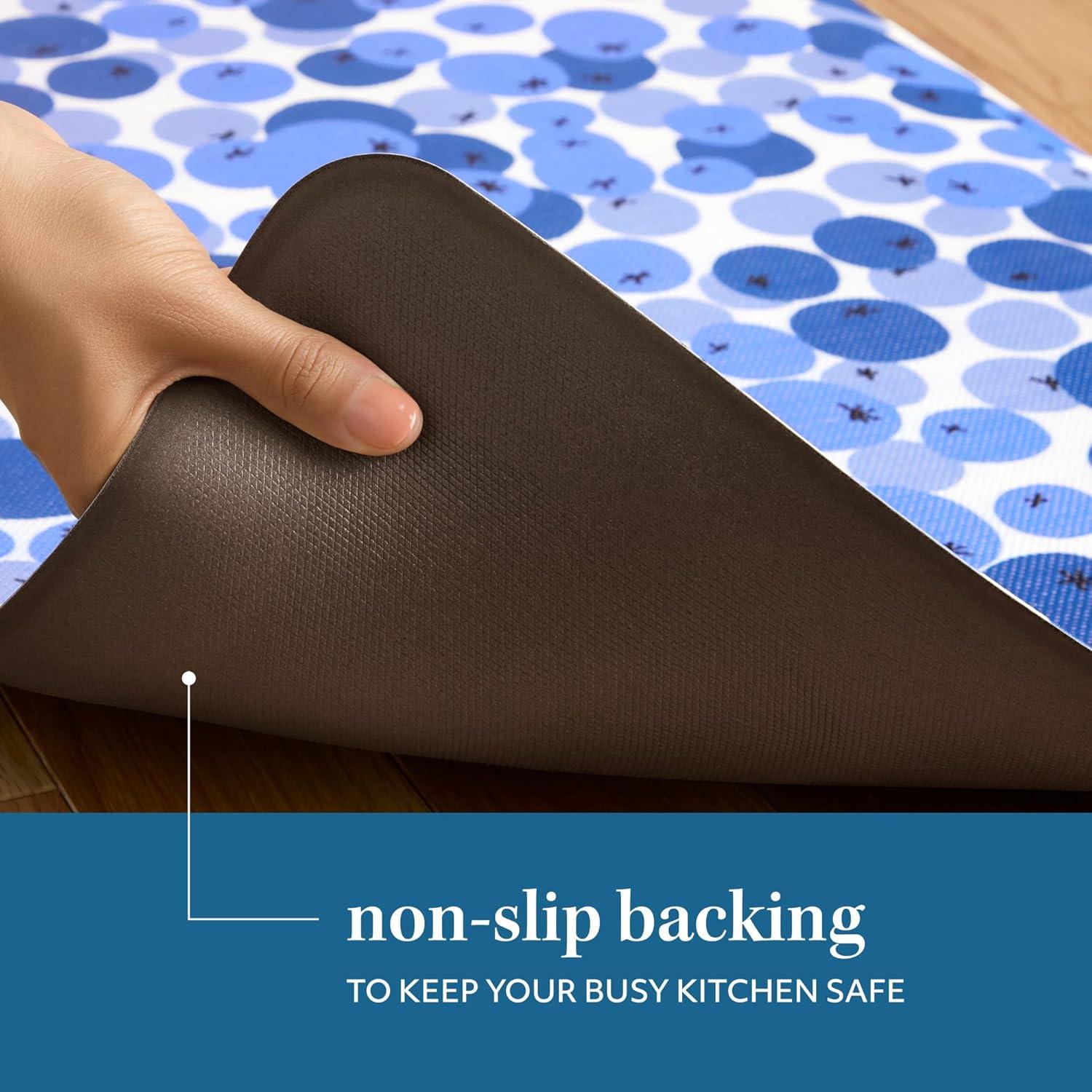 SUR LA Table Kitchen Essentials Zest Up Your Life Citrus Fruit Anti Fatigue Comfort Mat, Kitchen Mat, Standing Desk Mat, Non-Slip Backing, Yellow/Blue/Ivory, 20″x39″(Blue/White) - view 8