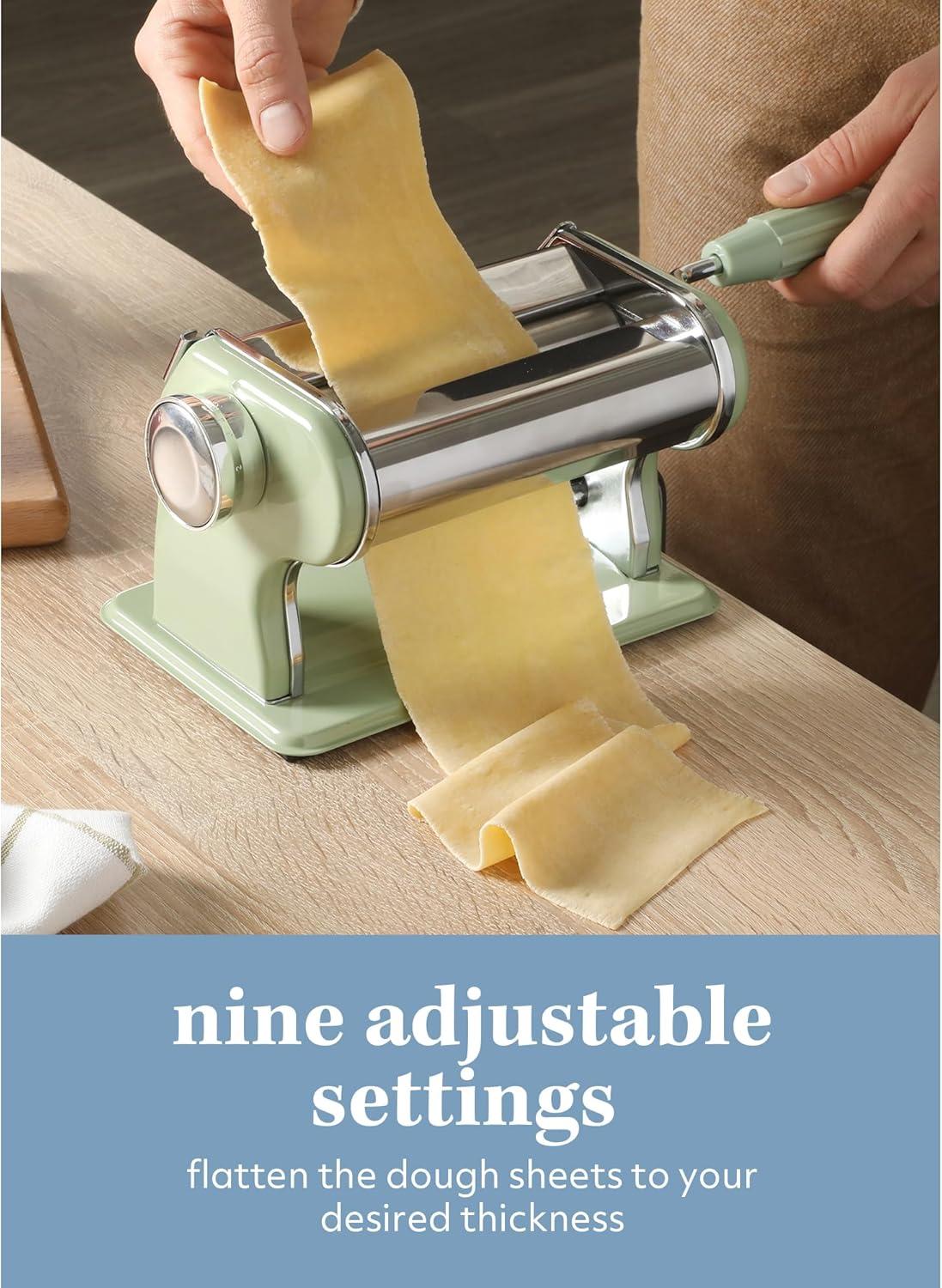 Sur La Table Kitchen Essential Va Bene Manual Pasta Maker Machine Noodle Maker w/Rollers & Cutters – Spaghetti, Fettuccini, Lasagna or Dumpling Skin – Stainless Steel/Juniper Green - view 3