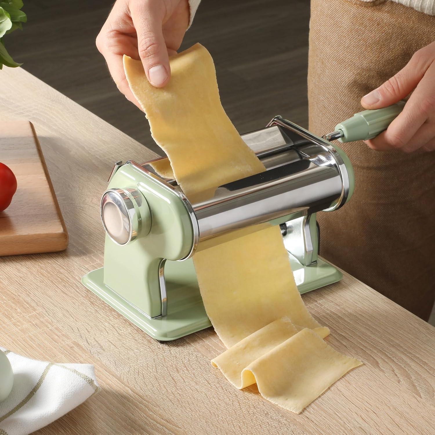 Sur La Table Kitchen Essential Va Bene Manual Pasta Maker Machine Noodle Maker w/Rollers & Cutters – Spaghetti, Fettuccini, Lasagna or Dumpling Skin – Stainless Steel/Juniper Green - view 5