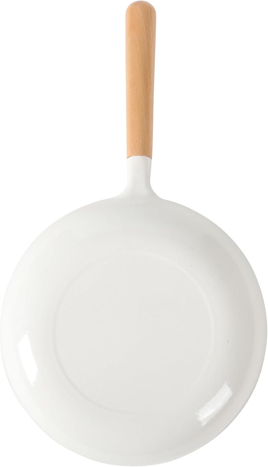 Sur La Table Kitchen Essential Main Canteen 9.5″ Pre-Seasoned Cast Iron Skillet w/Wood Handle, Natural Nonstick Lightweight Frying Pan for Searing, Sautéing & Everyday Cooking – Blue(Eggshell White (Skillet)) - view 6