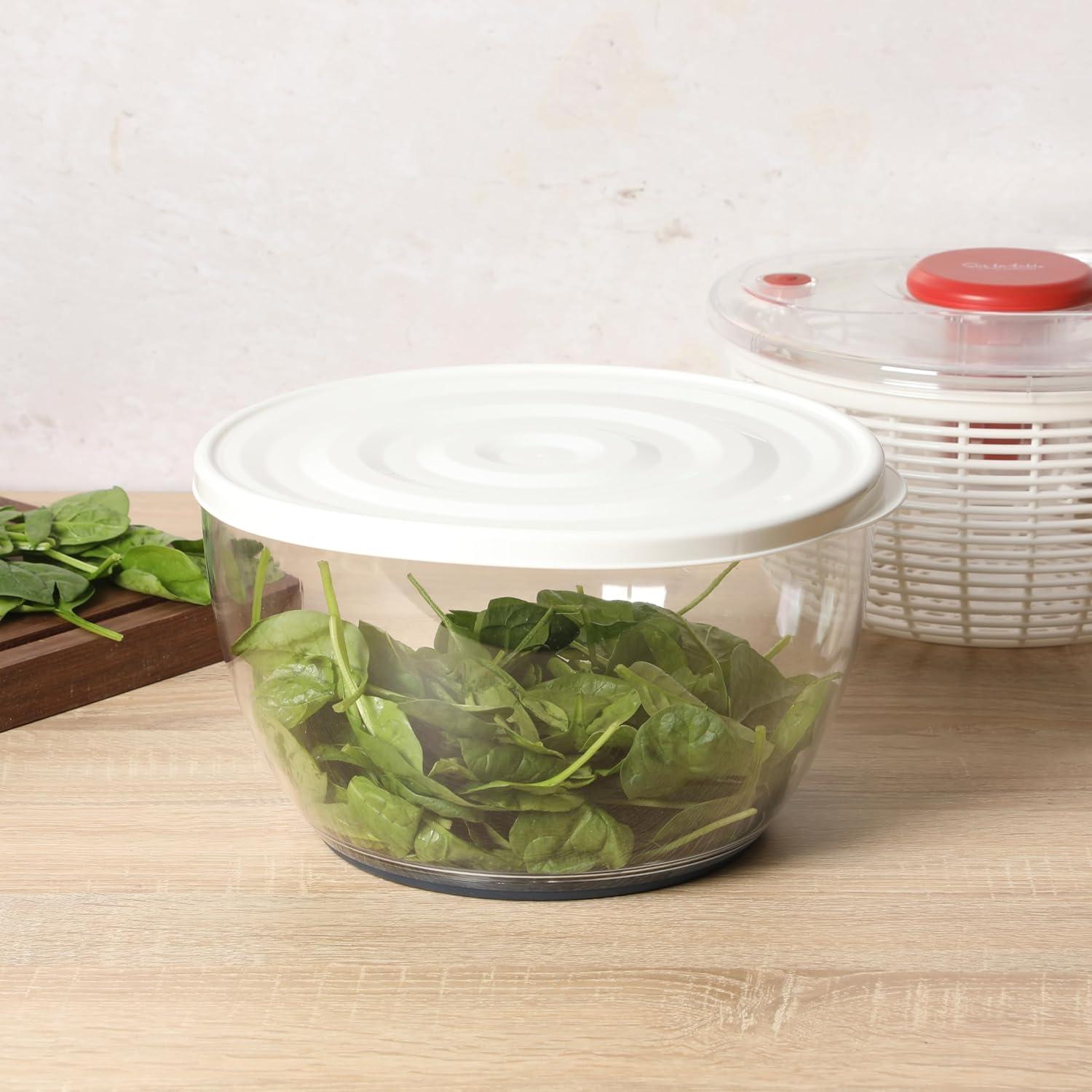 Sur La Table Kitchen Essential 6.3 Qt Salad Spinner, Fruit Wahser, Fruit Washing Bowl with Strainer, Vegertable Cleaner, Salad Cleaner, Lettuce Washer – Navy Blue(Red) - view 5