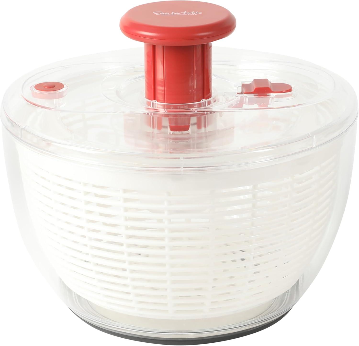 Sur La Table Kitchen Essential 6.3 Qt Salad Spinner, Fruit Wahser, Fruit Washing Bowl with Strainer, Vegertable Cleaner, Salad Cleaner, Lettuce Washer – Navy Blue(Red) - view 6