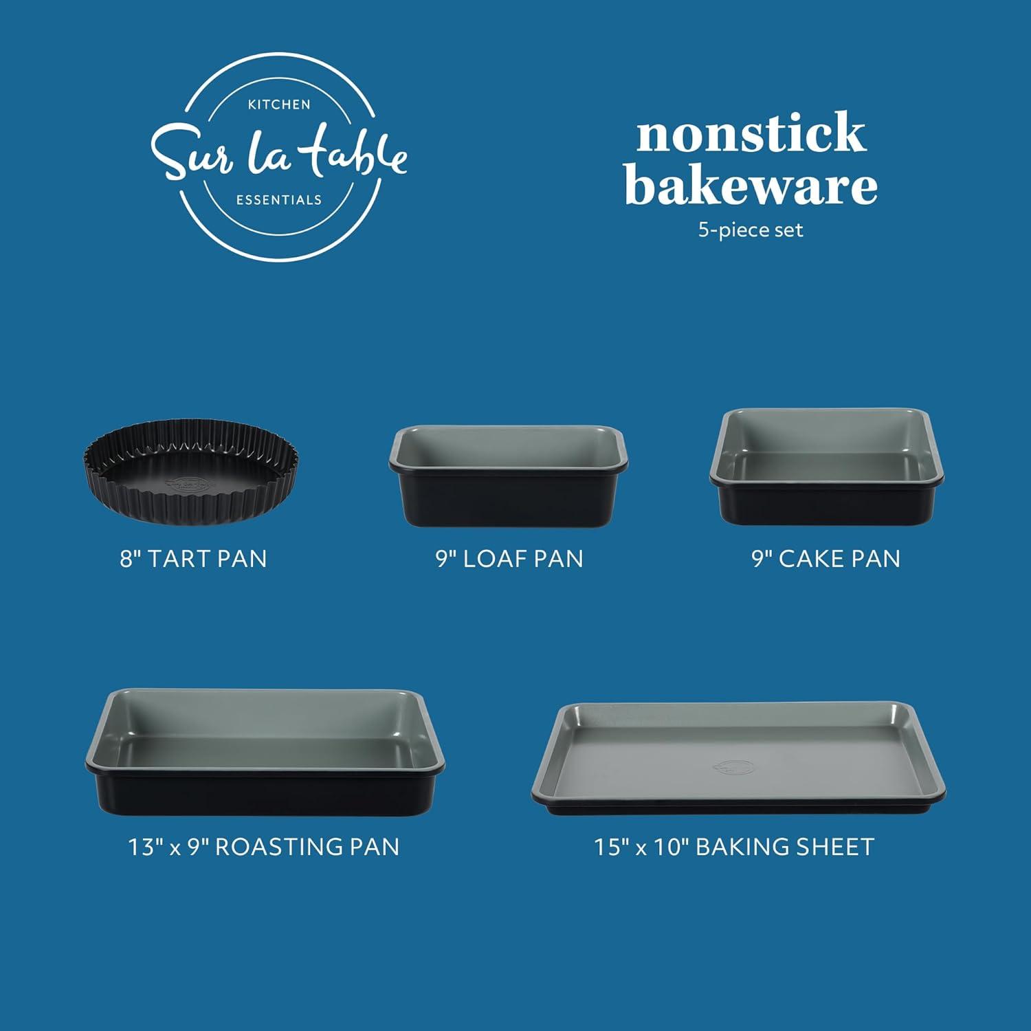 Sur La Table Kitchen Essential Carbon Steel Baking Pans Bakeware Set W/Premium PFOA, PFAS, PTFE Free Grey Nonstick Interior – Black Exterior(Black) - view 2