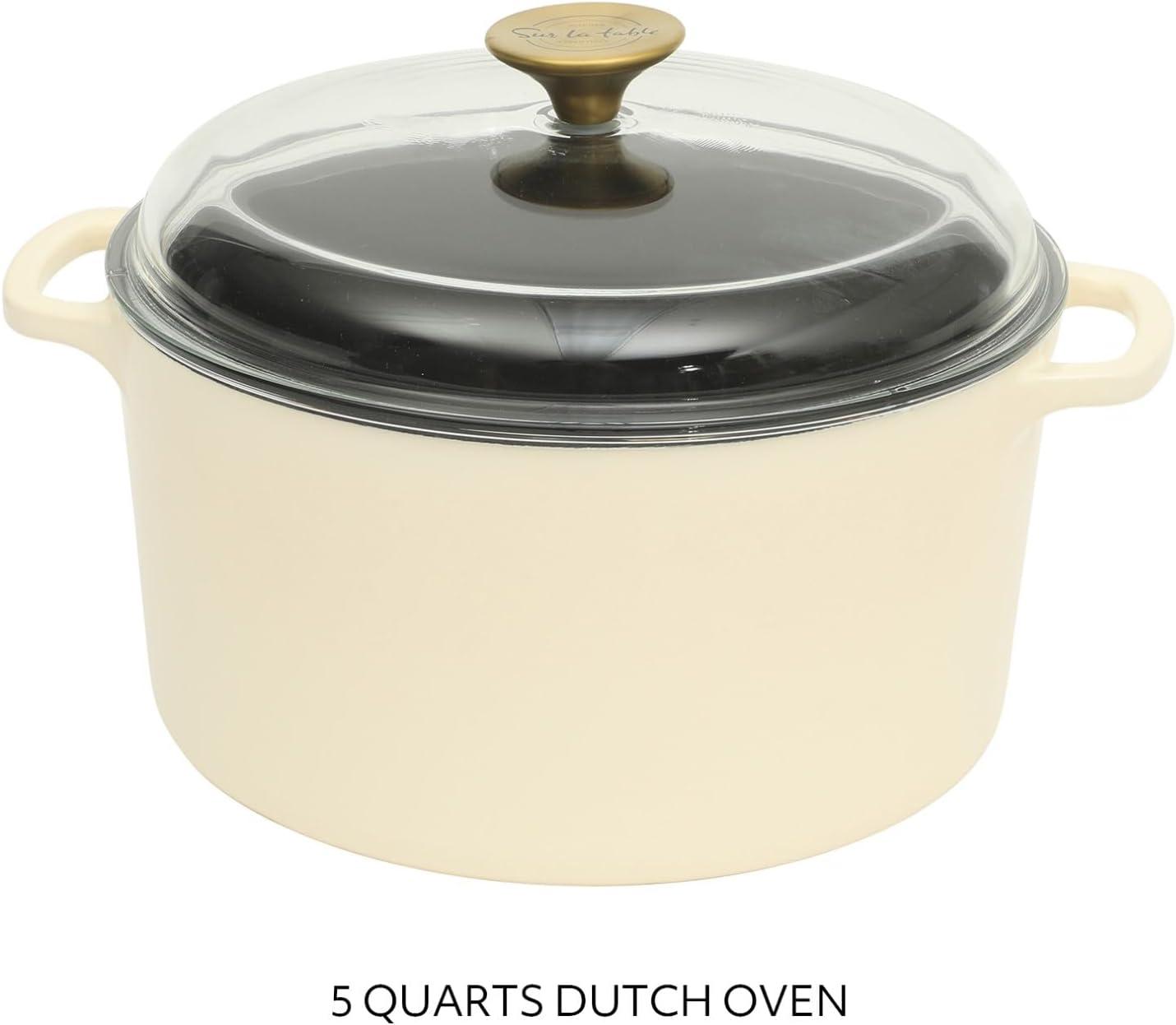 Sur La Table Kitchen Essential Main Canteen 9.5″ Pre-Seasoned Cast Iron Skillet w/Wood Handle, Natural Nonstick Lightweight Frying Pan for Searing, Sautéing & Everyday Cooking – Blue(Eggshell White (5qt Dutch)) - view 3