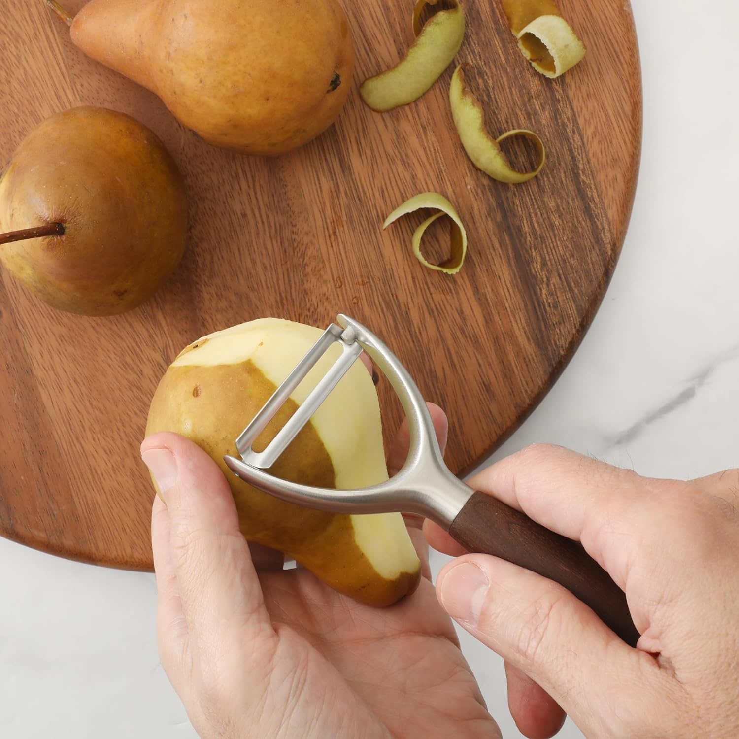 Sur La Table Kitchen Essential Stainless Steel Vegetable Y Peeler W/Walnut Wood Handle - view 3