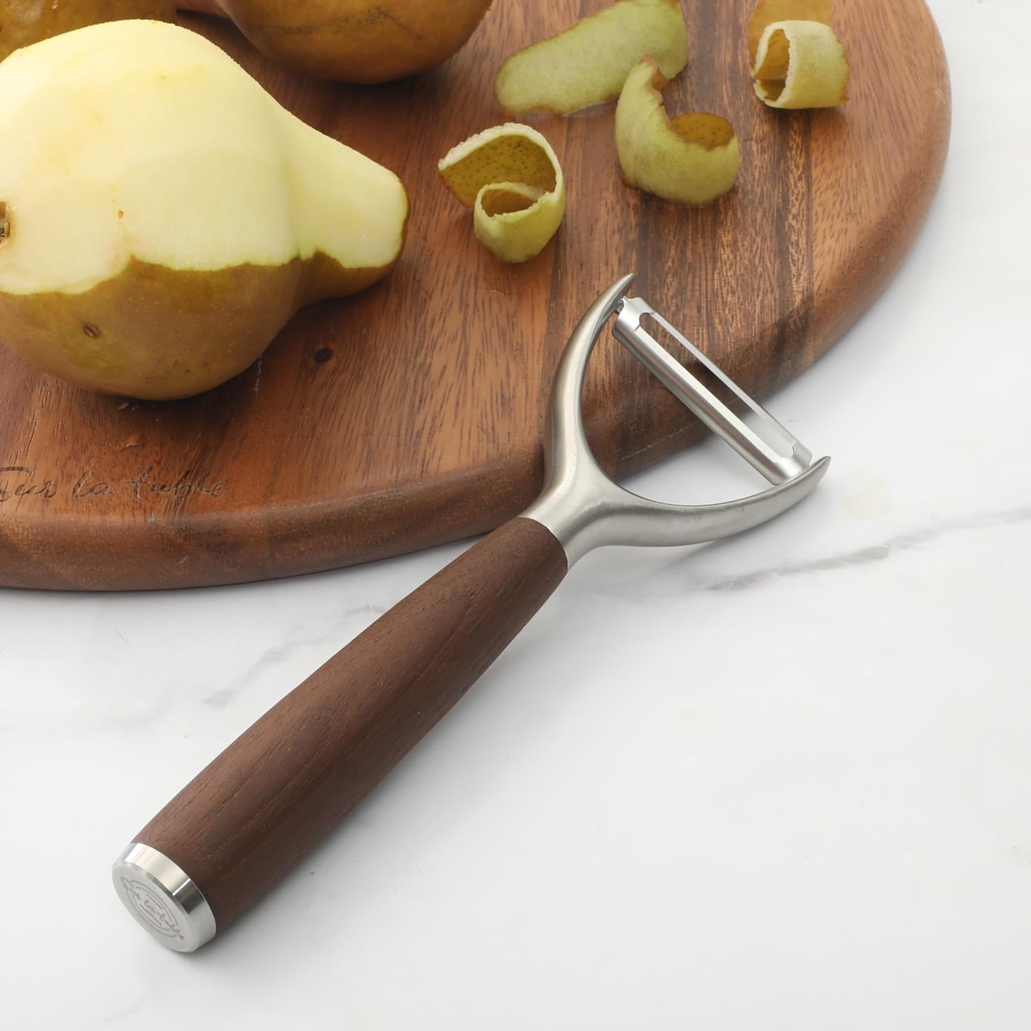 Sur La Table Kitchen Essential Stainless Steel Vegetable Y Peeler W/Walnut Wood Handle - view 4