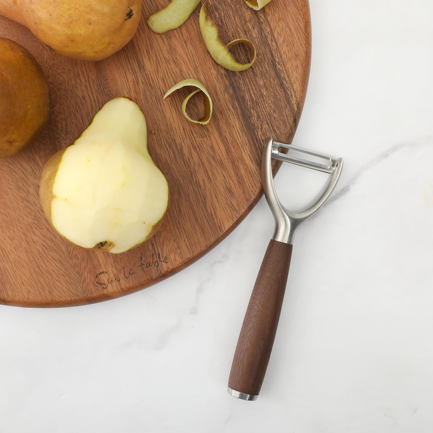 Sur La Table Kitchen Essential Stainless Steel Vegetable Y Peeler W/Walnut Wood Handle - view 5