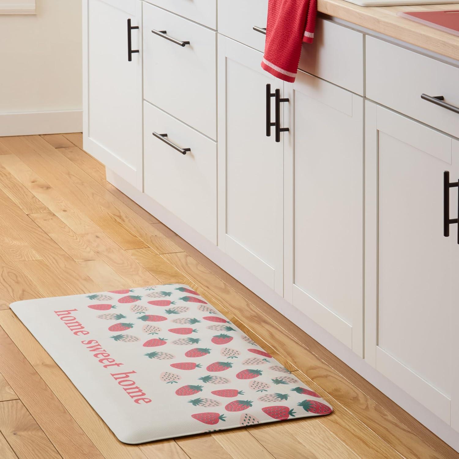 SUR LA Table Kitchen Essentials Zest Up Your Life Citrus Fruit Anti Fatigue Comfort Mat, Kitchen Mat, Standing Desk Mat, Non-Slip Backing, Yellow/Blue/Ivory, 20″x39″(Pink/Green/Cream) - view 2