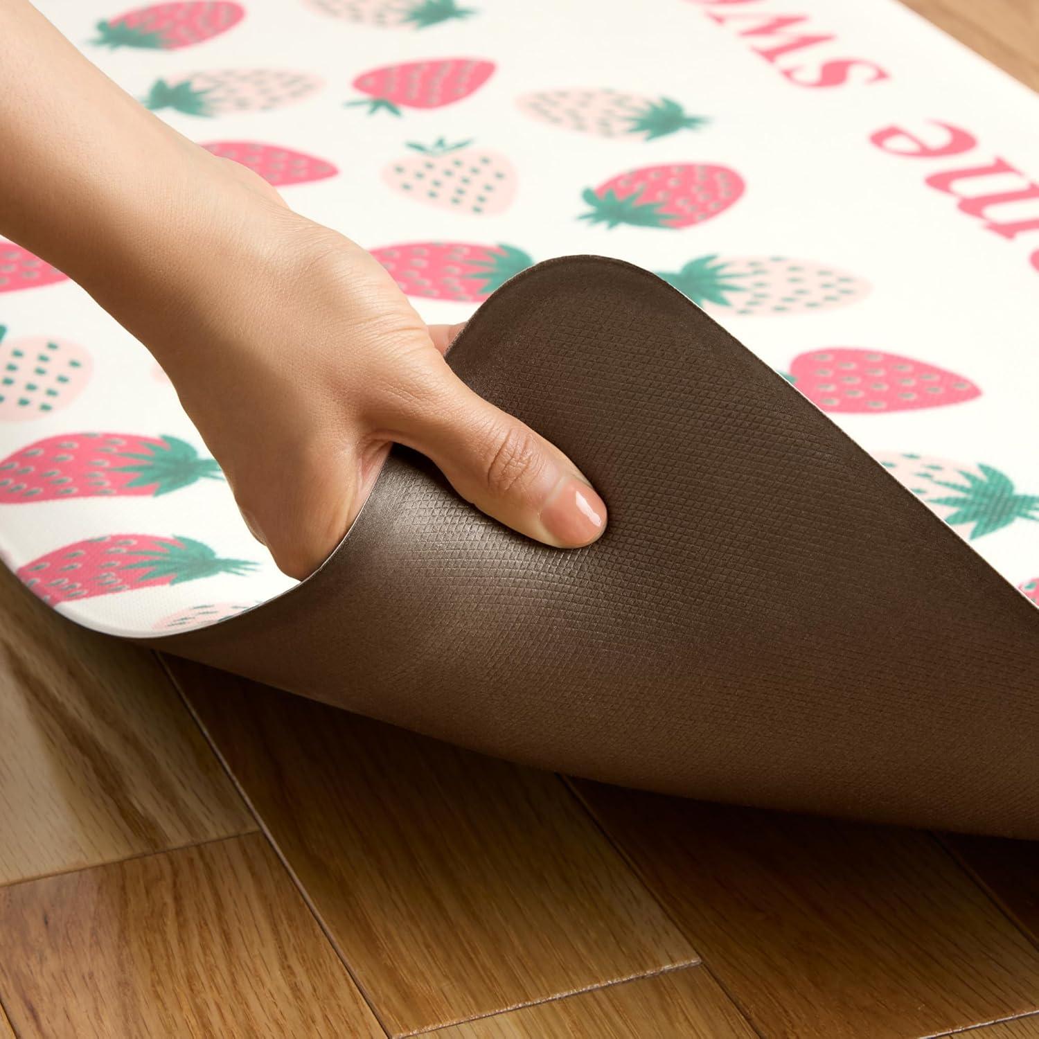 SUR LA Table Kitchen Essentials Zest Up Your Life Citrus Fruit Anti Fatigue Comfort Mat, Kitchen Mat, Standing Desk Mat, Non-Slip Backing, Yellow/Blue/Ivory, 20″x39″(Pink/Green/Cream) - view 3
