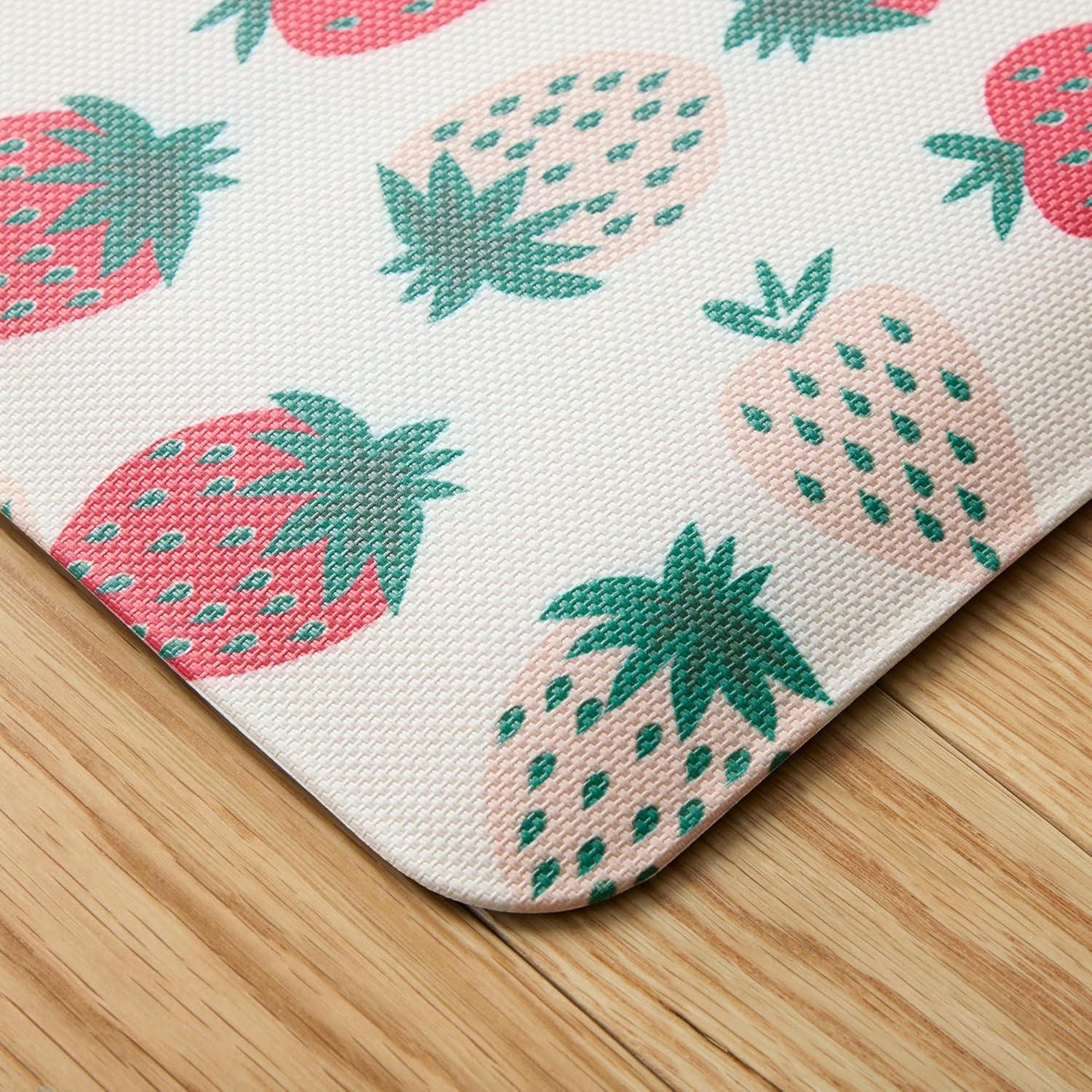 SUR LA Table Kitchen Essentials Zest Up Your Life Citrus Fruit Anti Fatigue Comfort Mat, Kitchen Mat, Standing Desk Mat, Non-Slip Backing, Yellow/Blue/Ivory, 20″x39″(Pink/Green/Cream) - view 5