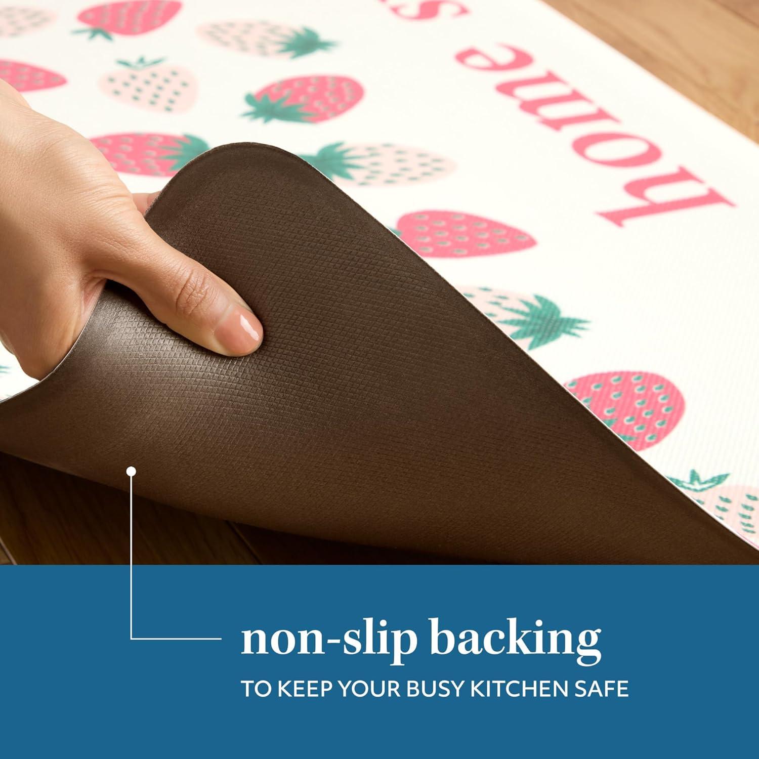 SUR LA Table Kitchen Essentials Zest Up Your Life Citrus Fruit Anti Fatigue Comfort Mat, Kitchen Mat, Standing Desk Mat, Non-Slip Backing, Yellow/Blue/Ivory, 20″x39″(Pink/Green/Cream) - view 8