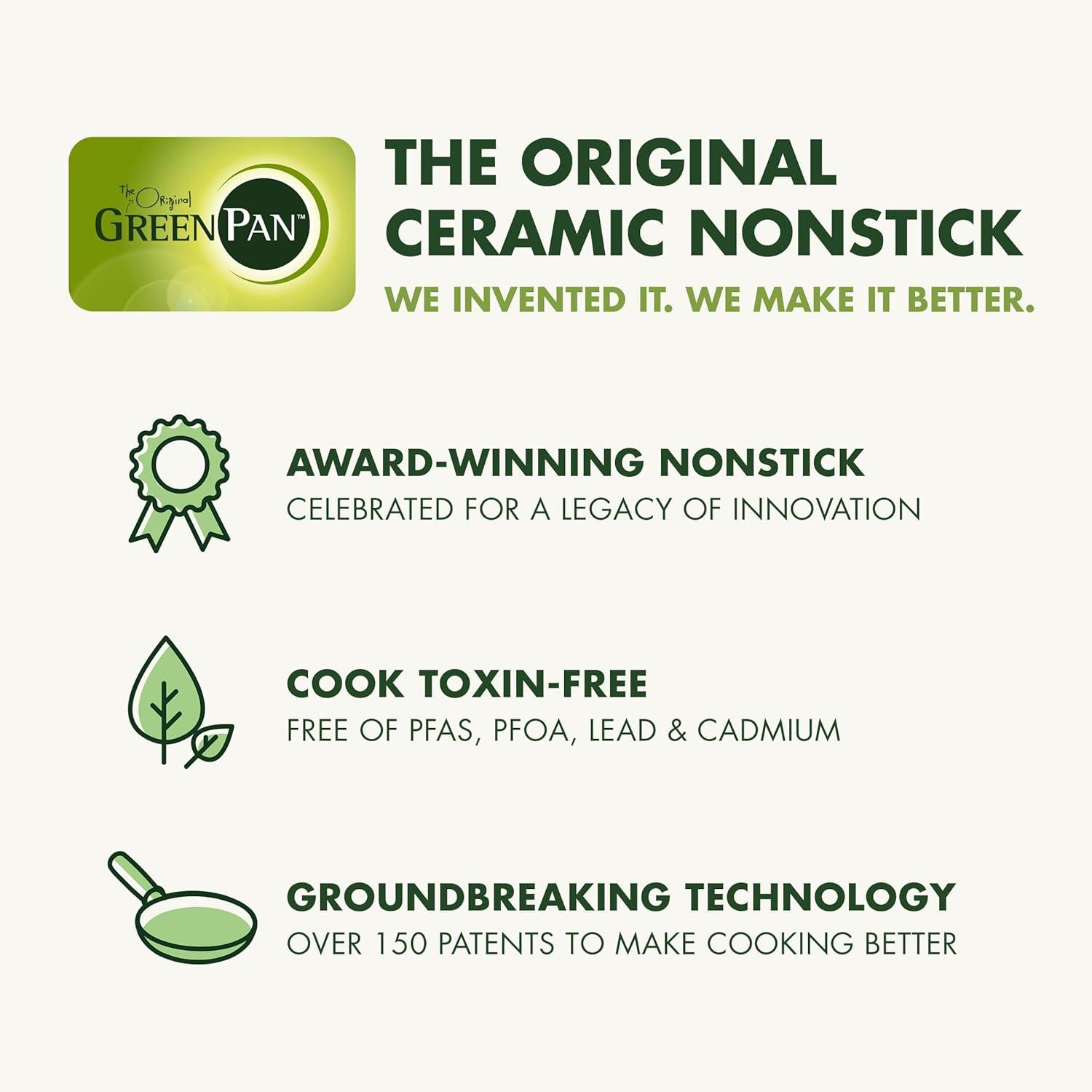GreenPan Hard Anodized Healthy Ceramic Nonstick 10″ and 12″ Frying Pan Skillet Set, Gold Handle, PFAS-Free, Dishwasher Safe, Oven Safe, Taupe(Black) - view 8
