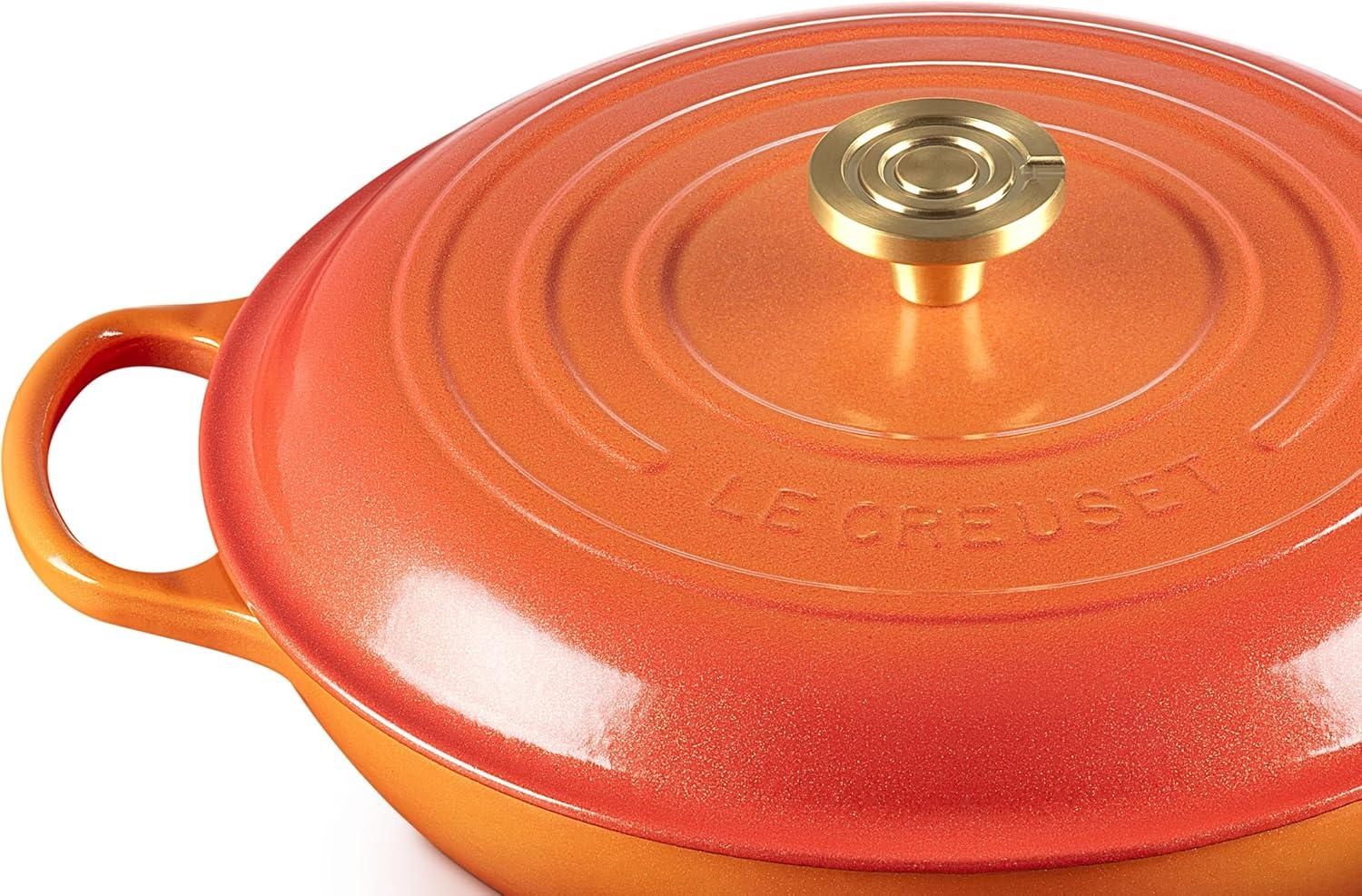 Le Creuset Enameled Cast Iron Signature Braiser, 3.5 qt., Cerise(Flamme Doree) - view 2
