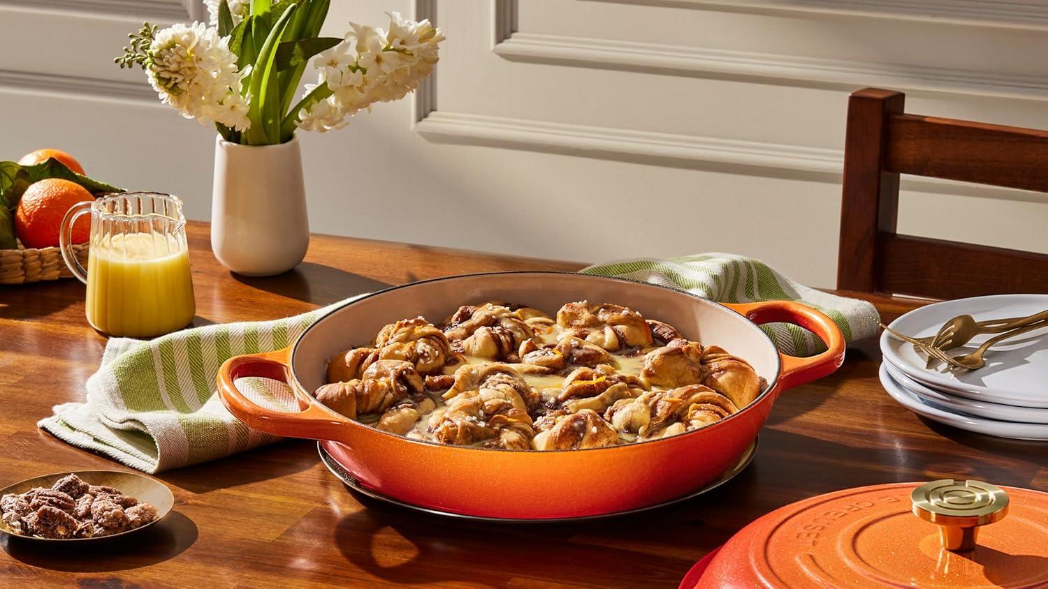 Le Creuset Enameled Cast Iron Signature Braiser, 3.5 qt., Cerise(Flamme Doree) - view 7