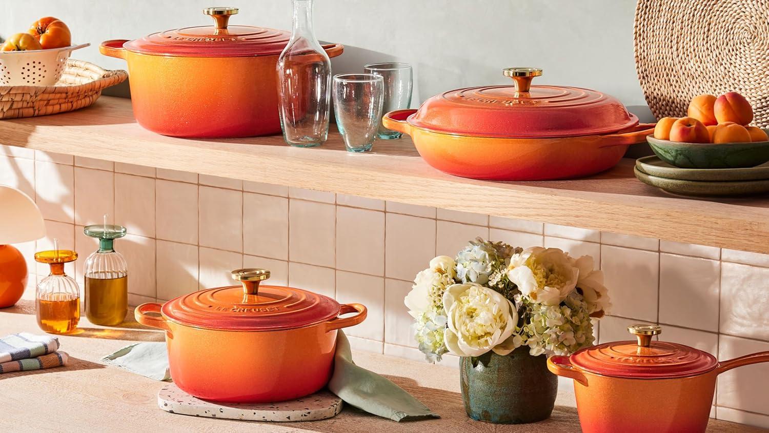 Le Creuset Enameled Cast Iron Signature Braiser, 3.5 qt., Cerise(Flamme Doree) - view 8