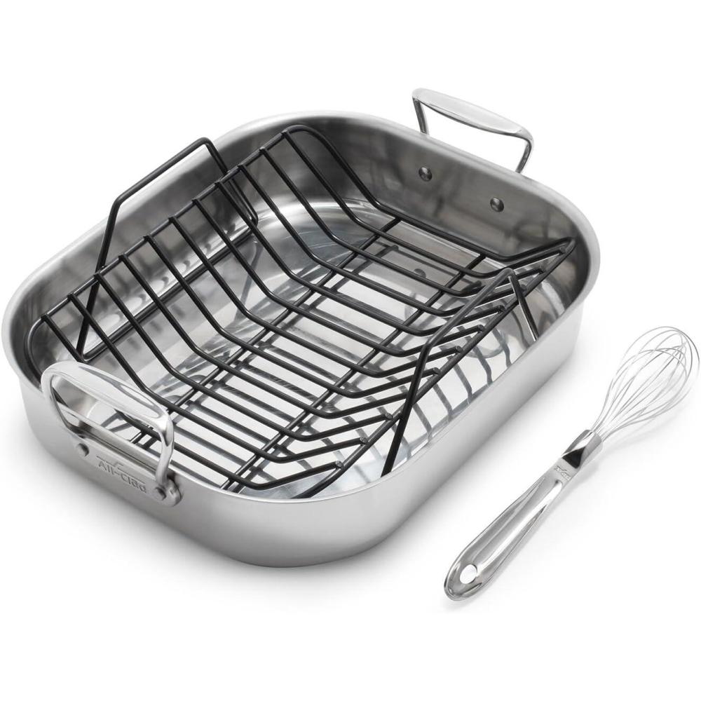 All-Clad Stainless Steel Roasting Pan with Nonstick Rack, Silver
