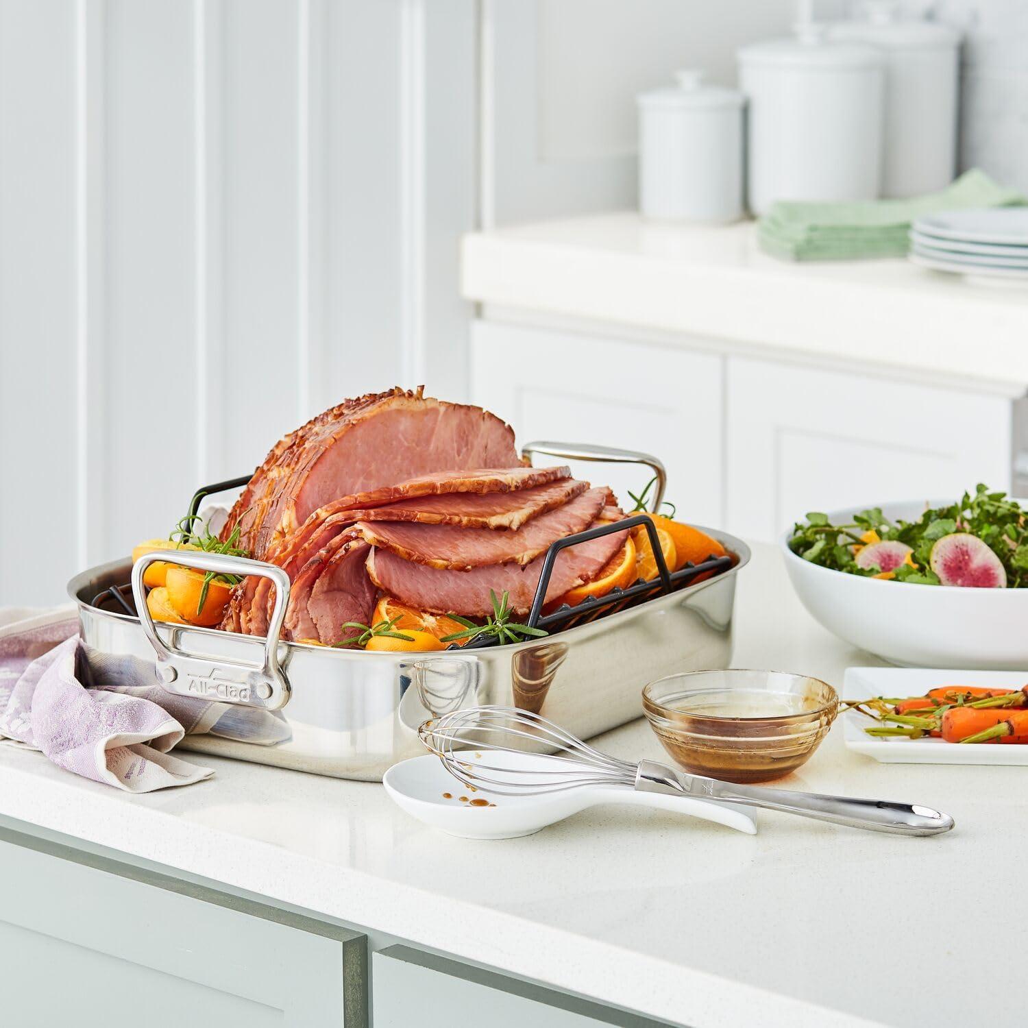 All-Clad Stainless Steel Roasting Pan with Nonstick Rack, Silver - view 4