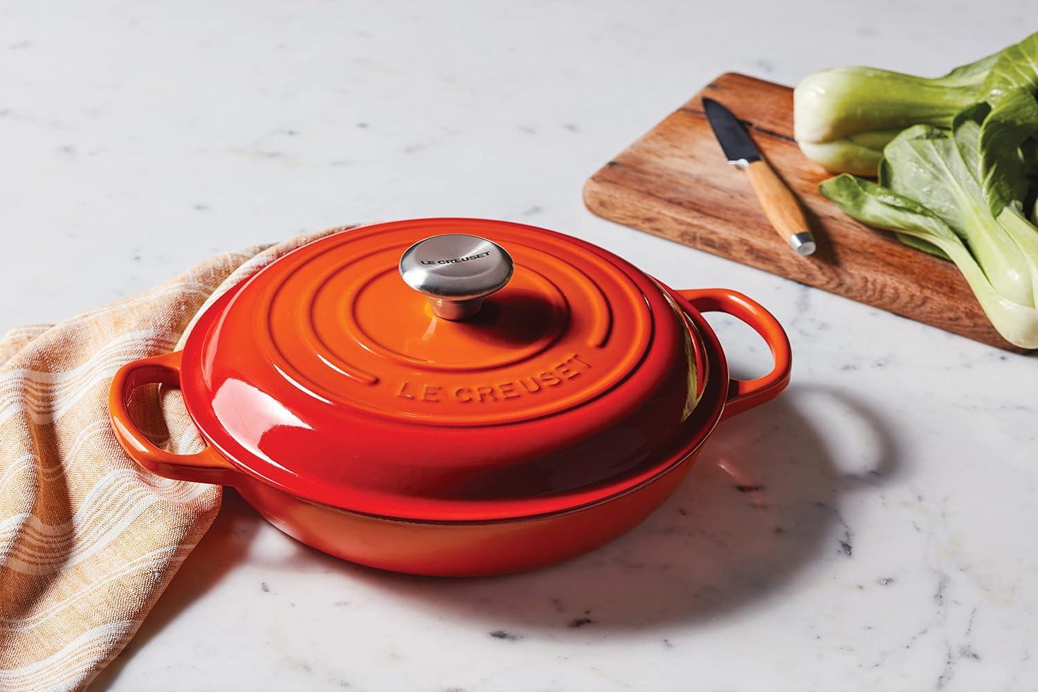 Le Creuset Enameled Cast Iron Signature Braiser, 3.5 qt., Cerise(Flame) - view 6